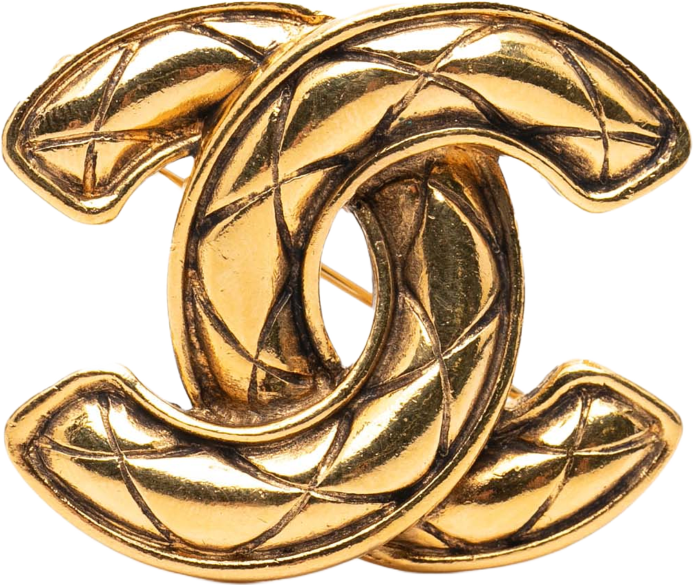 Chanel Cc Quilted Gold Plated Brooch, från Luxclusif, i färgen gold.