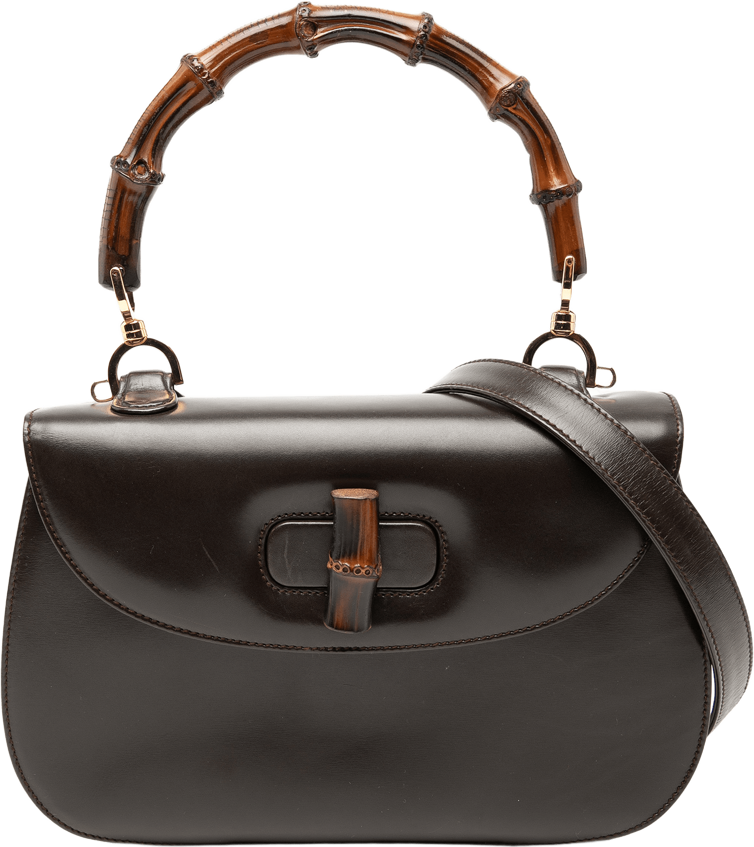 Gucci Calfskin Bamboo Night, från Luxclusif, i färgen dark brown.