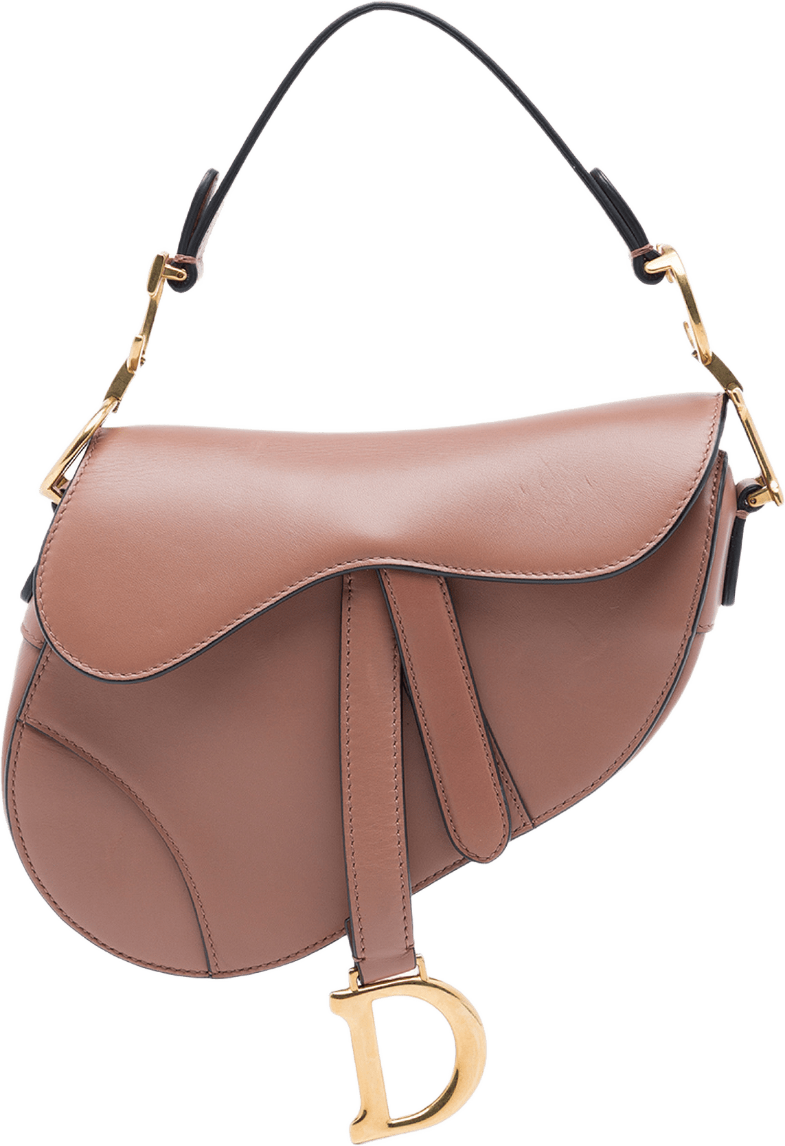 Dior Mini Smooth Calfskin Saddle Bag, från Luxclusif, i färgen brun.