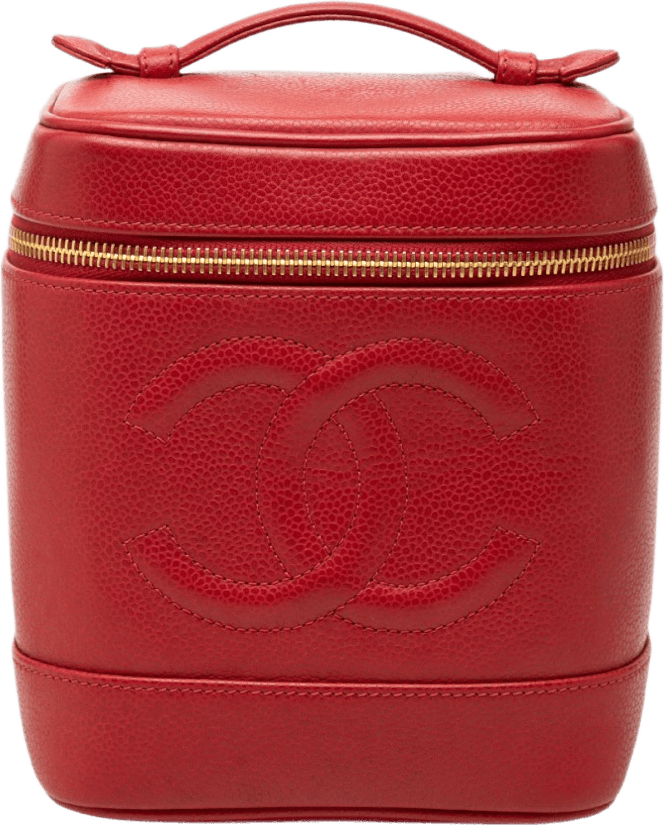 Chanel Cc Caviar Vanity Bag, från Luxclusif, i färgen röd.