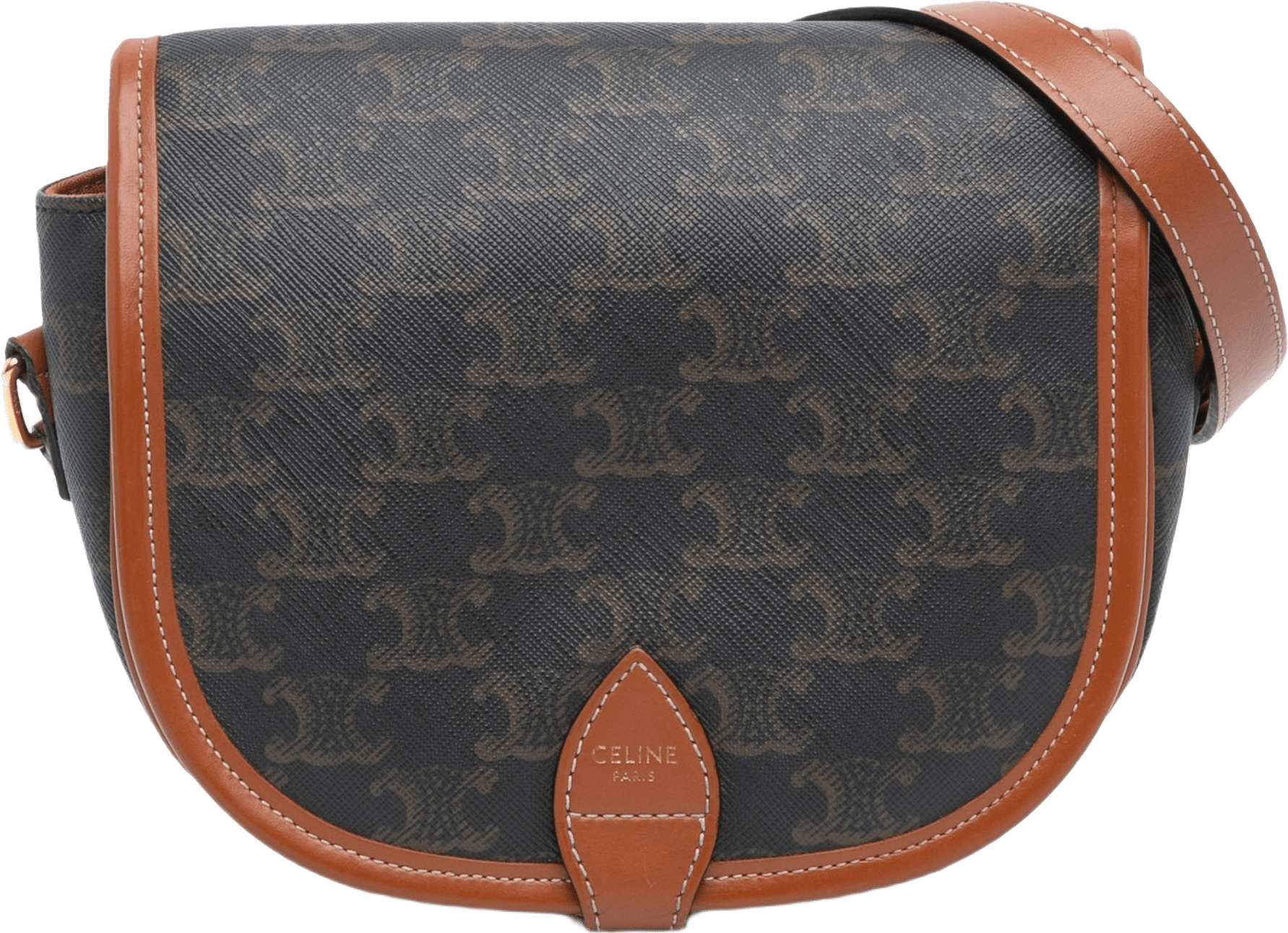 Celine Medium Triomphe Coated Canvas Folco Crossbody, från Luxclusif, i färgen brown.