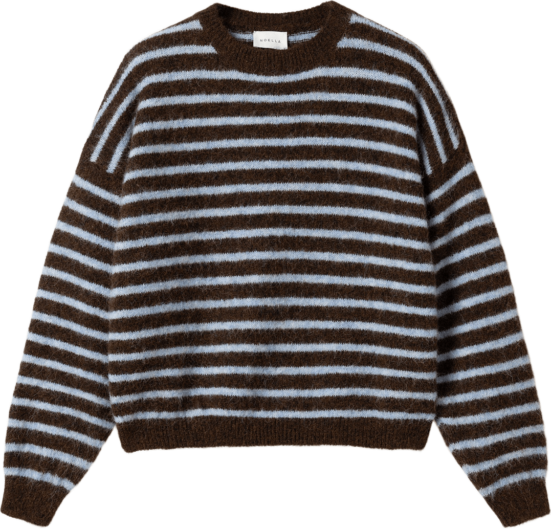 N-mafalda Knit - Brown Blue Stripe, från Noella, i färgen brown blue stripe.