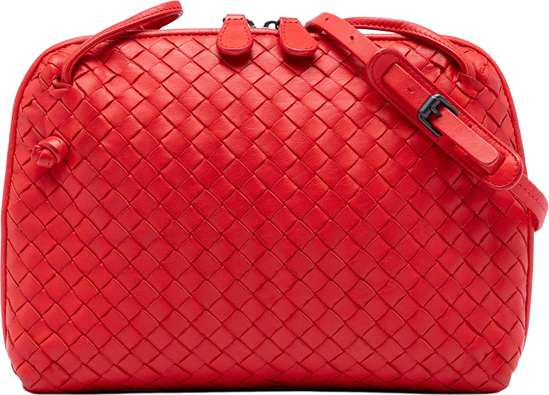 Bottega Veneta Nappa Intrecciato Nodini Crossbody, från Luxclusif, i färgen red.