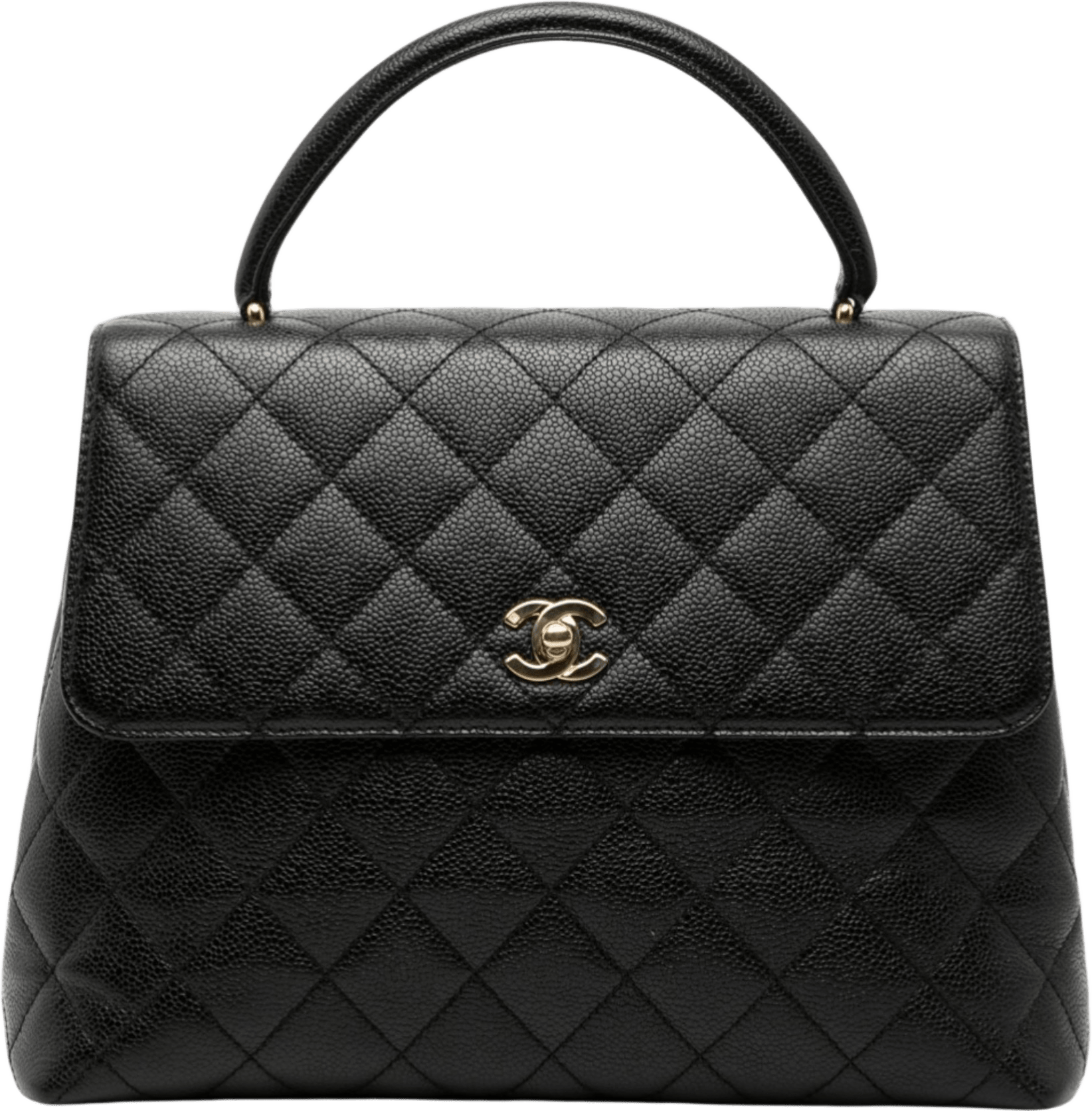 Chanel Cc Quilted Caviar Kelly Top Handle Bag, från Luxclusif, i färgen black.