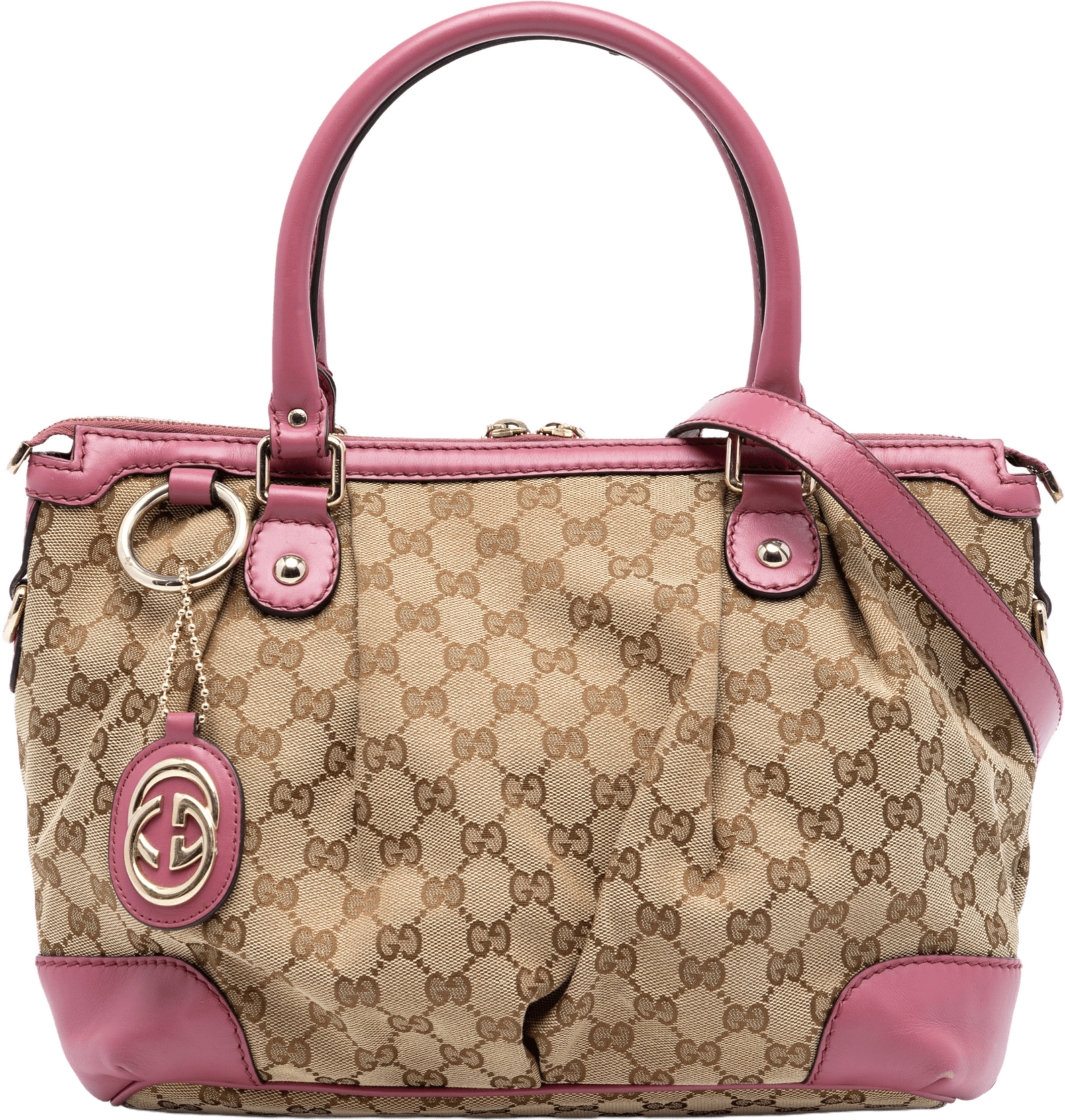 Gucci Gg Canvas Sukey Satchel, från Luxclusif, i färgen beige.