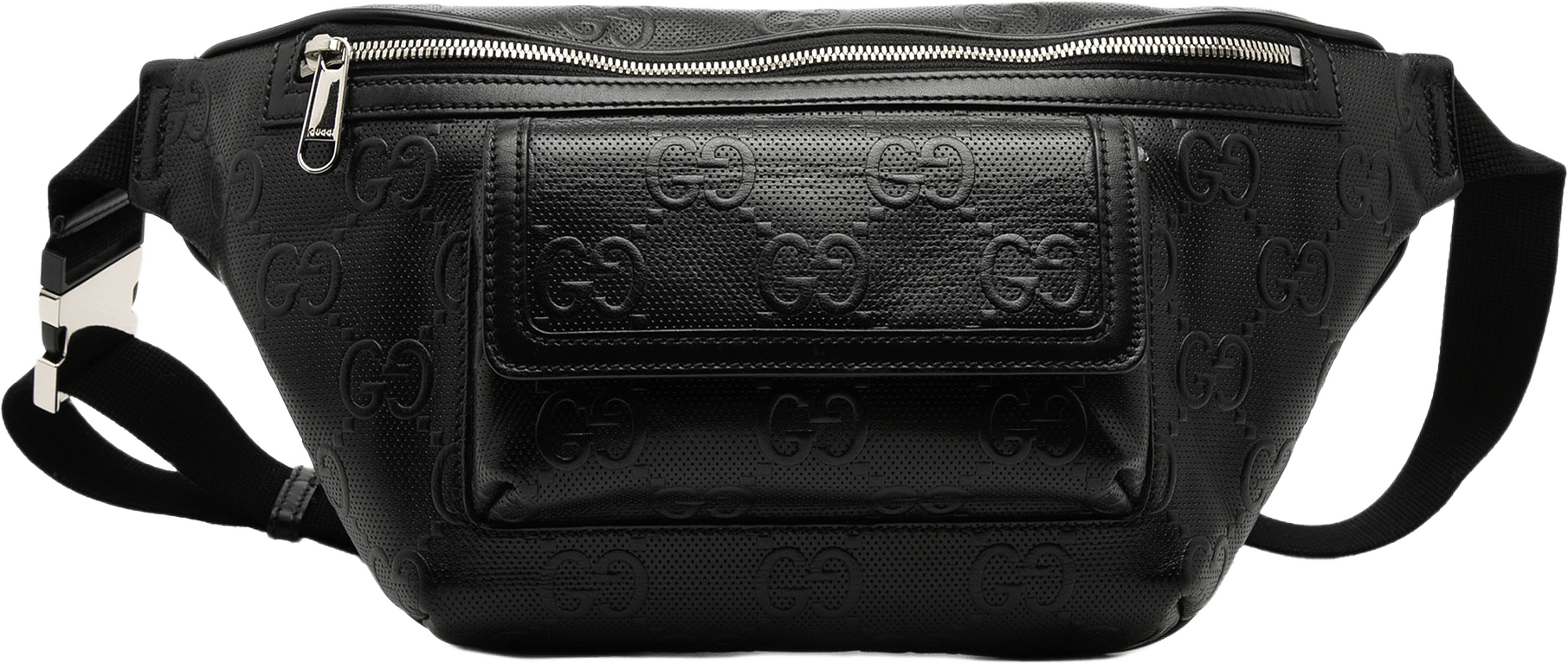 Gucci Gg Embossed Perforated Leather Pocket Belt Bag, från Luxclusif, i färgen black.