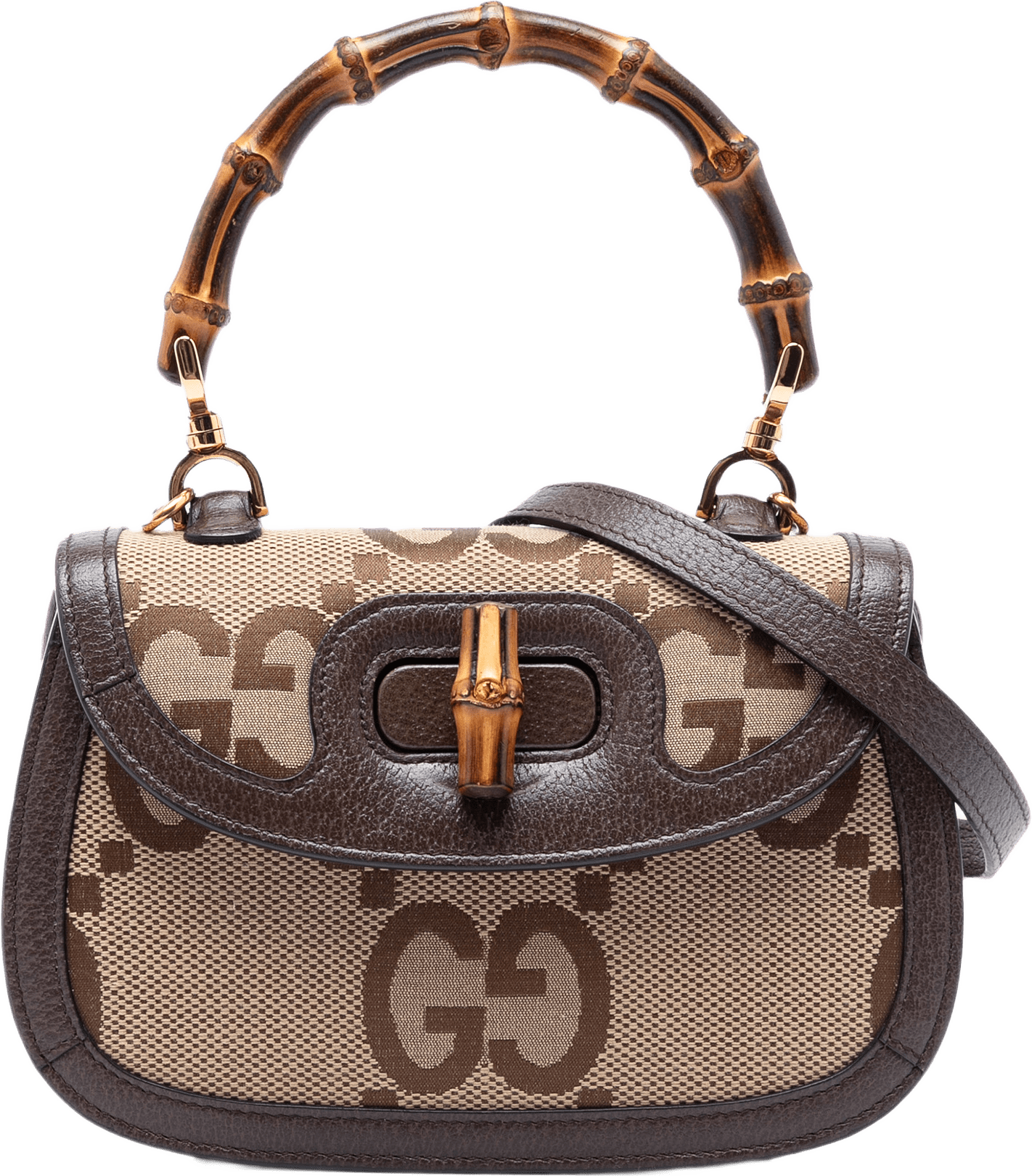 Gucci Small Jumbo Gg Canvas Bamboo 1947 Top Handle Bag, från Luxclusif, i färgen beige.