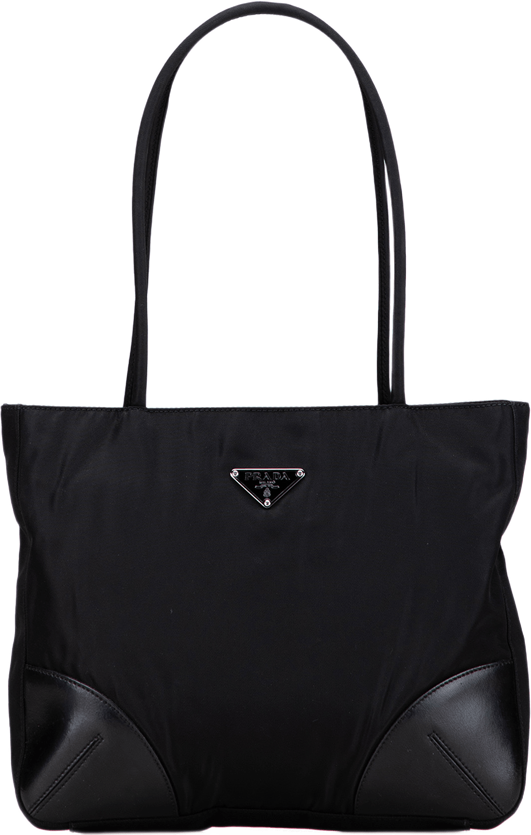 Prada Spazzolato Trimmed Tessuto Tote, från Luxclusif, i färgen svart.