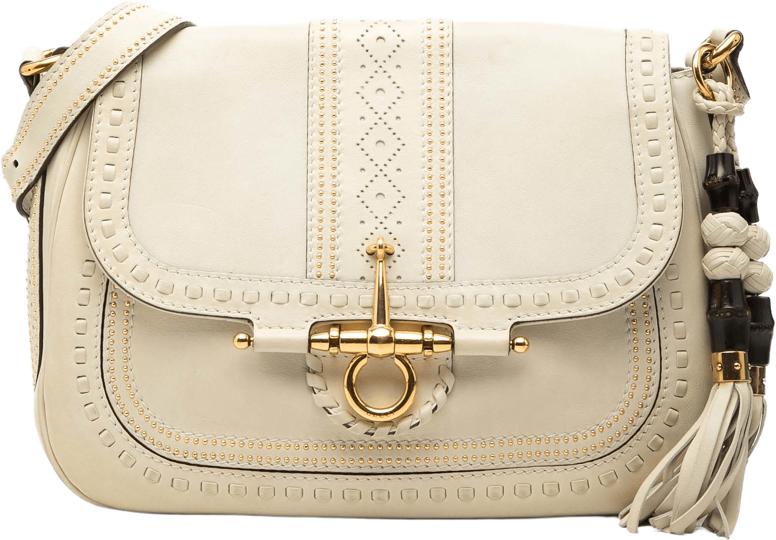 Gucci Medium Leather Snaffle Bit Shoulder Bag, från Luxclusif, i färgen ivory.