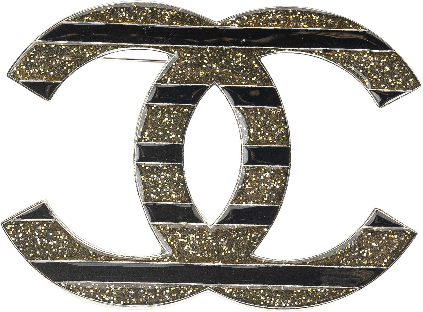 Chanel Enamel And Silver Plated Cc Brooch, från Luxclusif, i färgen black.