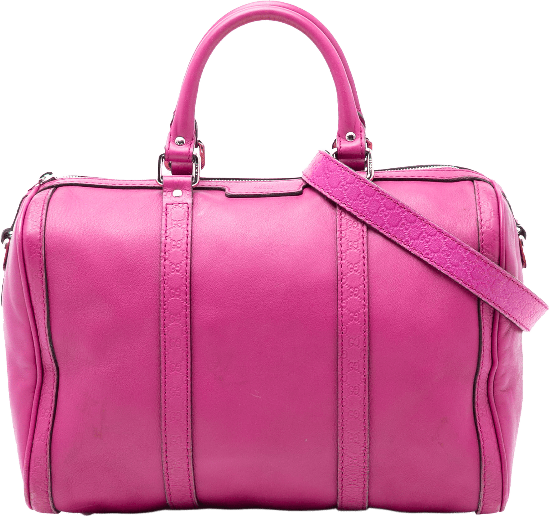 Gucci Medium Microguccissima Trimmed Joy Boston Bag, från Luxclusif, i färgen hot pink.