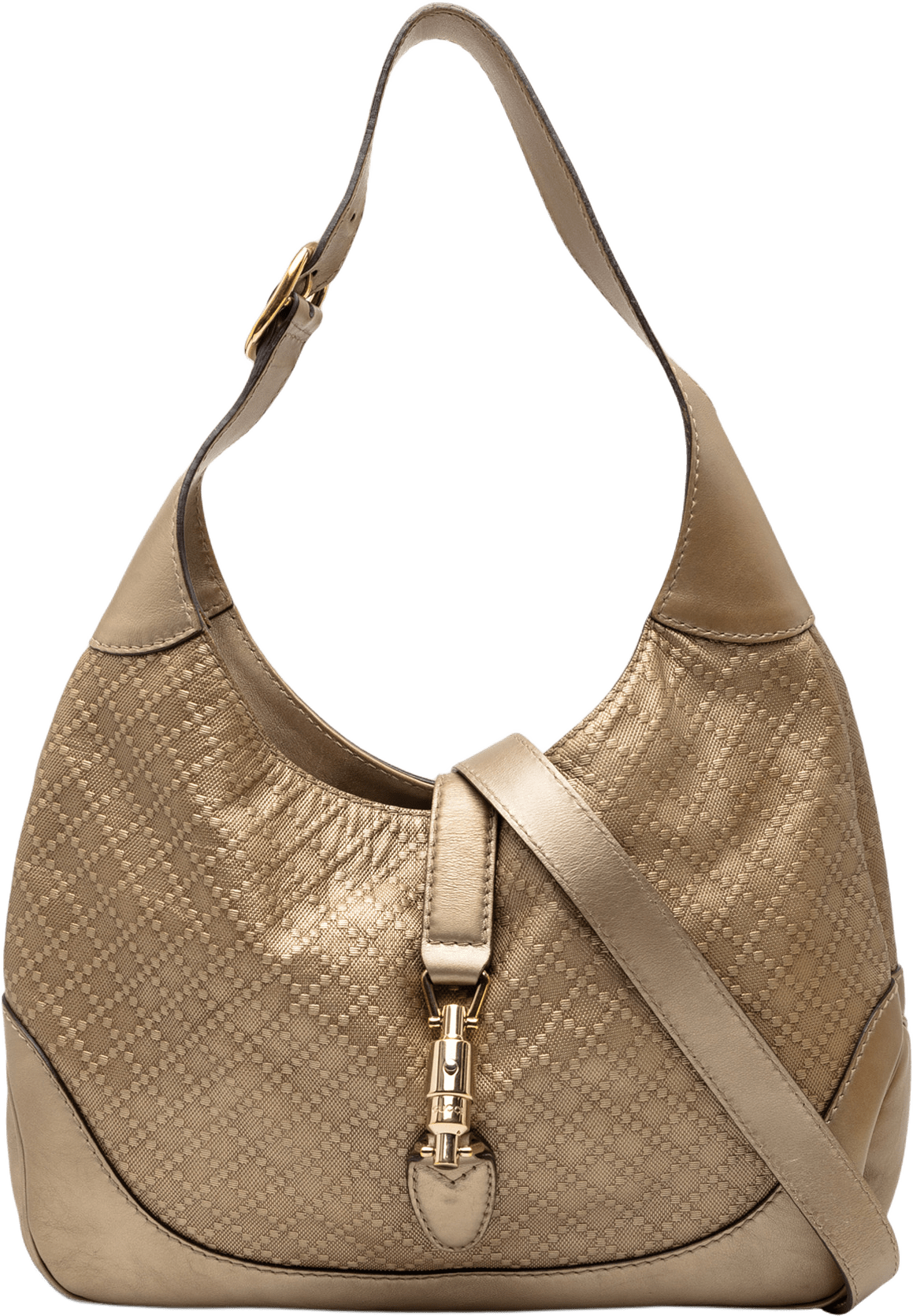 Gucci Diamante Leather Jackie O Bouvier Shoulder Bag, från Luxclusif, i färgen gold.