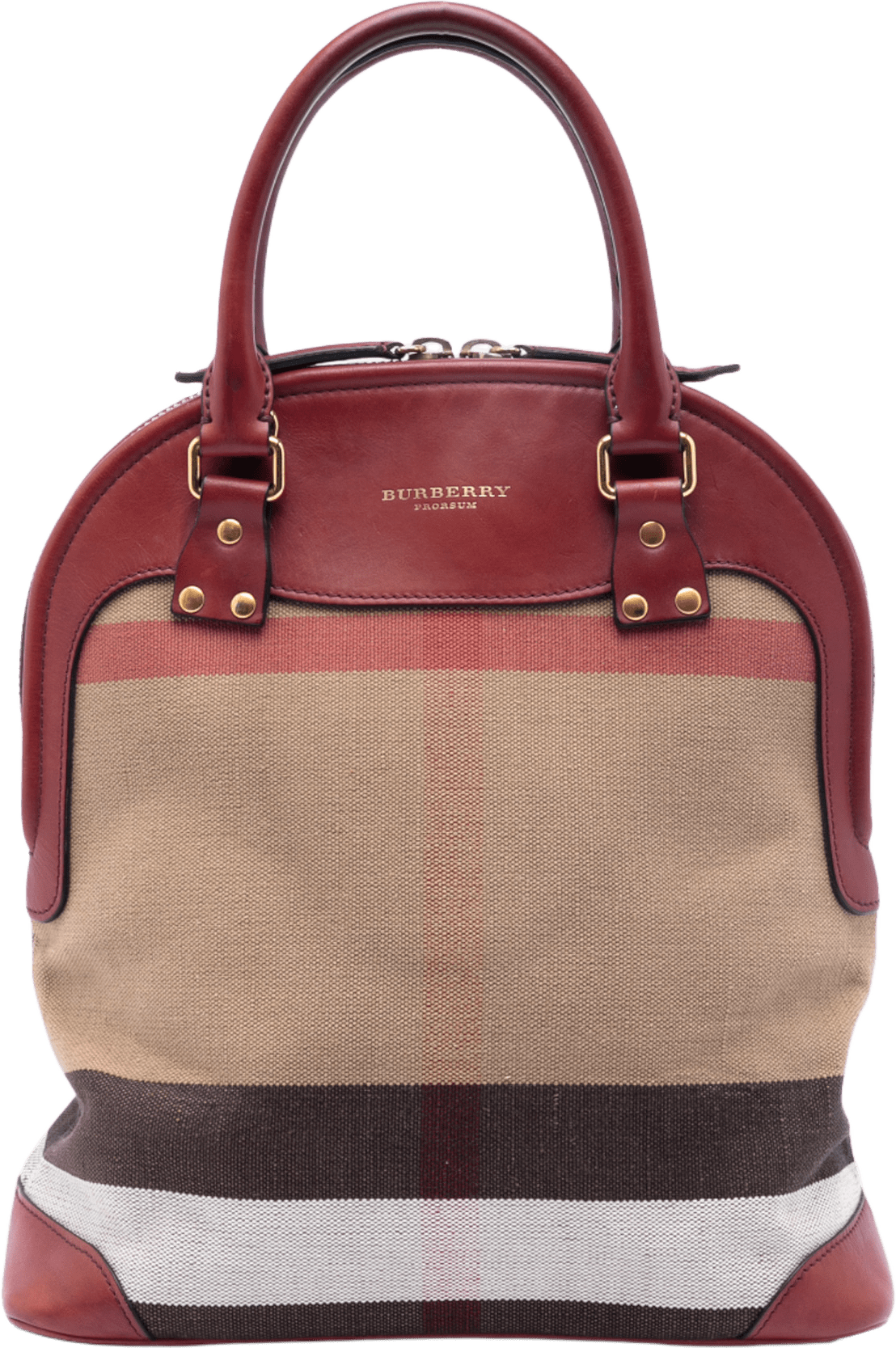 Burberry Medium Mega Check Canvas Bloomsbury Saddle Satchel, från Luxclusif, i färgen light brown.