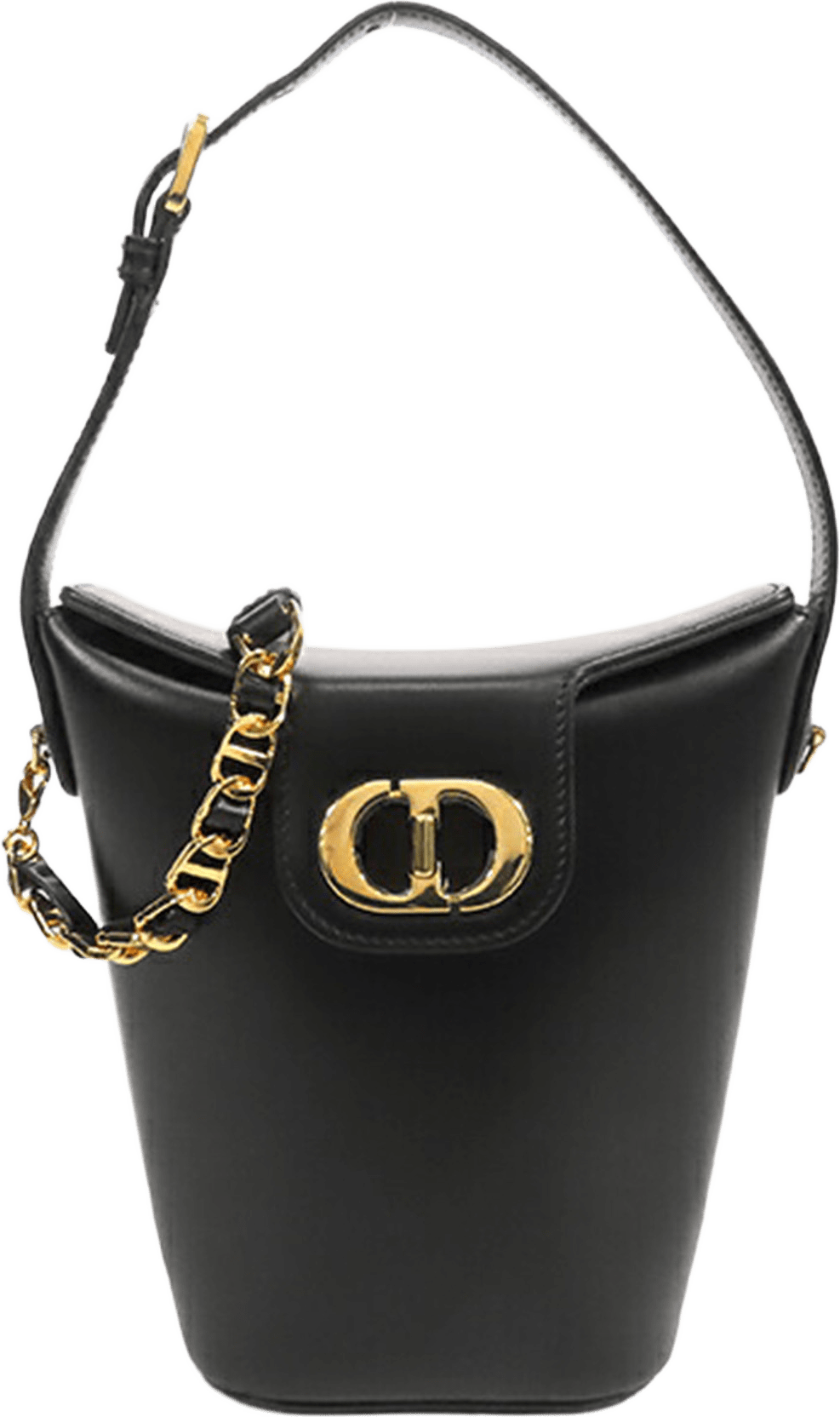 Dior Mini Calfskin 30 Montaigne Amber Bucket Bag, från Luxclusif, i färgen black.