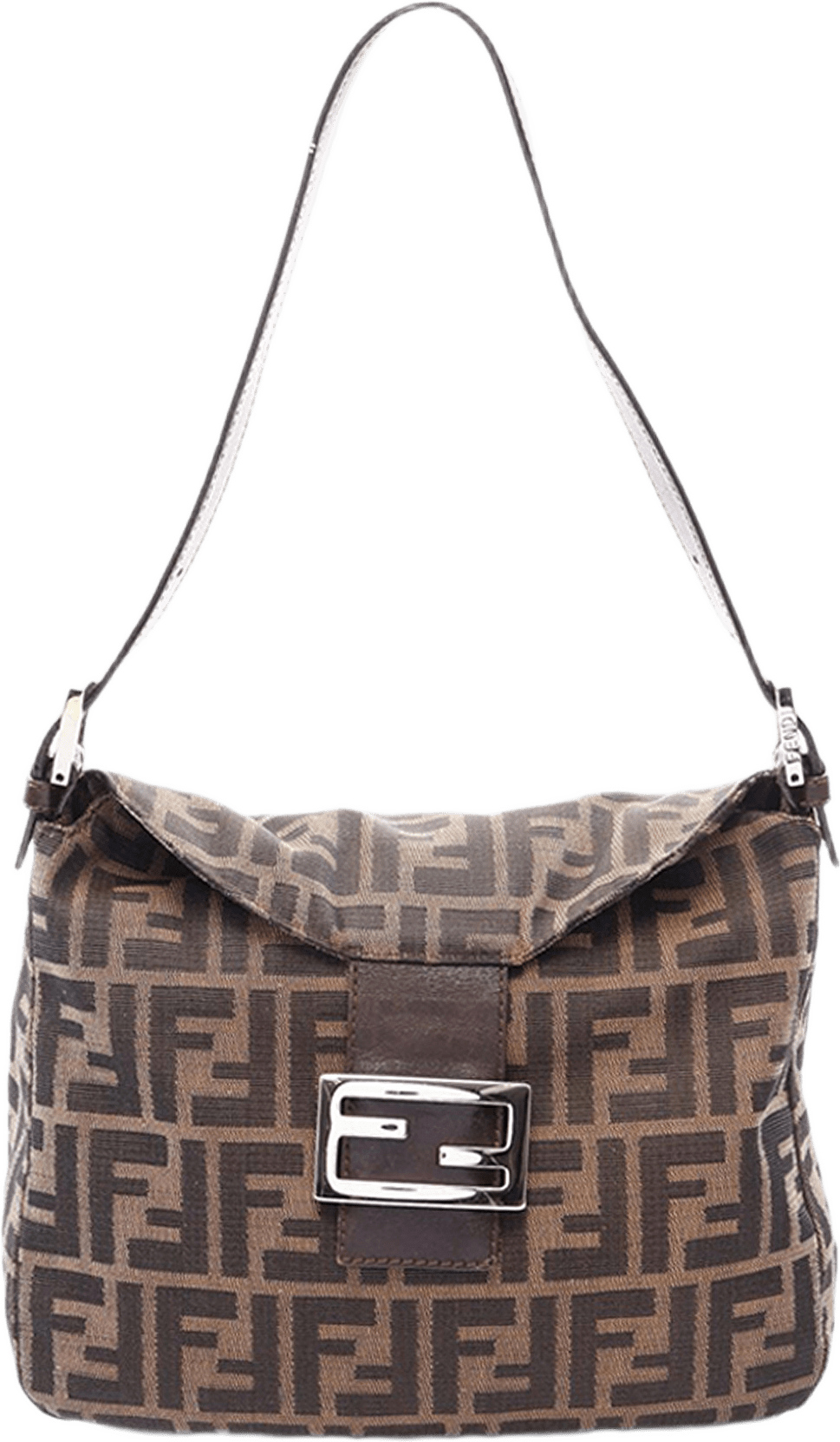 Fendi Zucca Canvas Double Flap Mamma, från Luxclusif, i färgen brun.