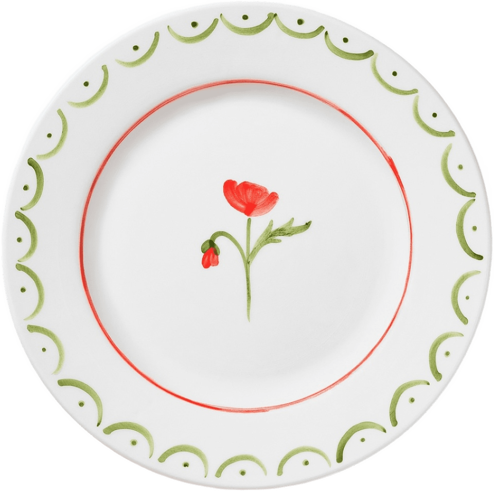 Cottage Flower Assiett - 22 Cm, från Pick A Poppy, i färgen poppy red.