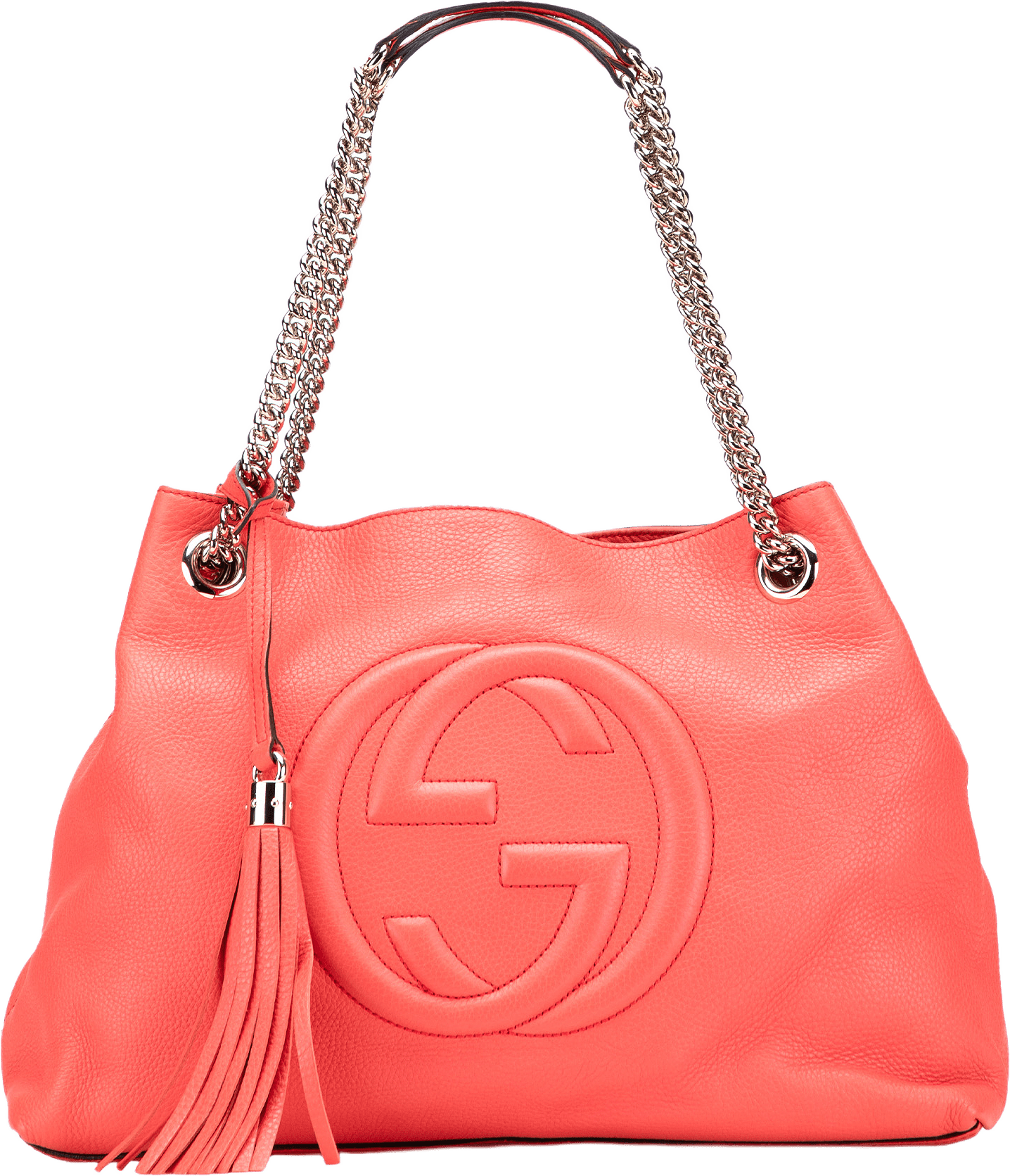 Gucci Medium Leather Soho Chain Tote, från Luxclusif, i färgen blush.