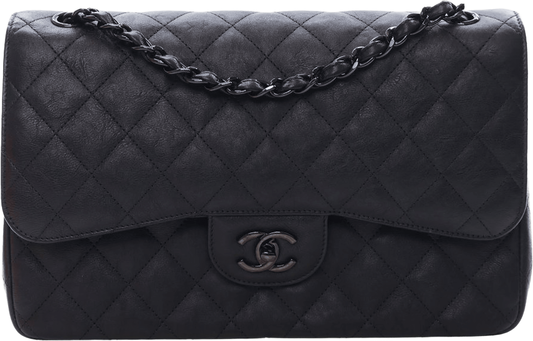 Chanel Jumbo Classic Calfskin So Black Double Flap, från Luxclusif, i färgen black.
