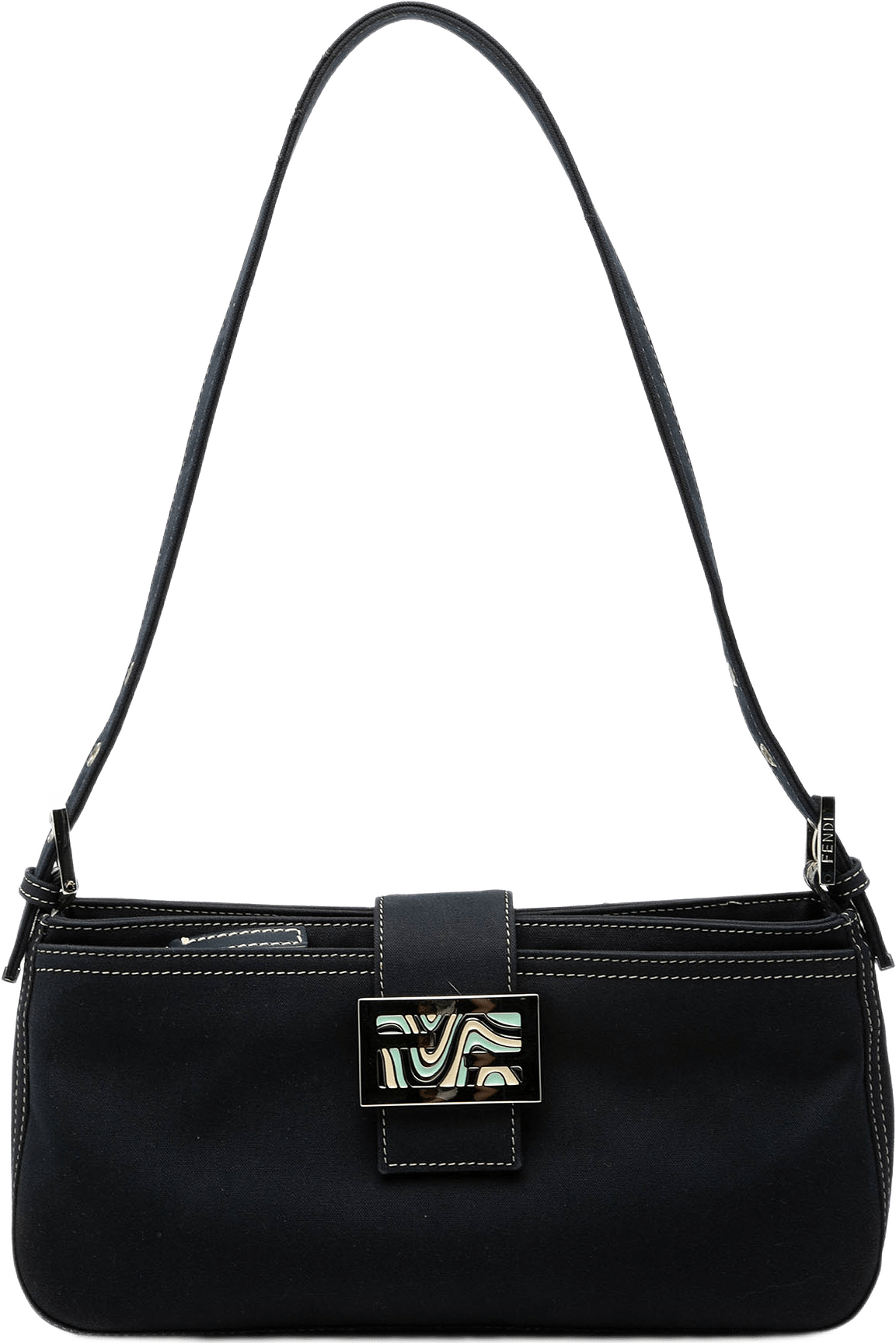 Fendi Canvas Ff Marble Shoulder Bag, från Luxclusif, i färgen navy.