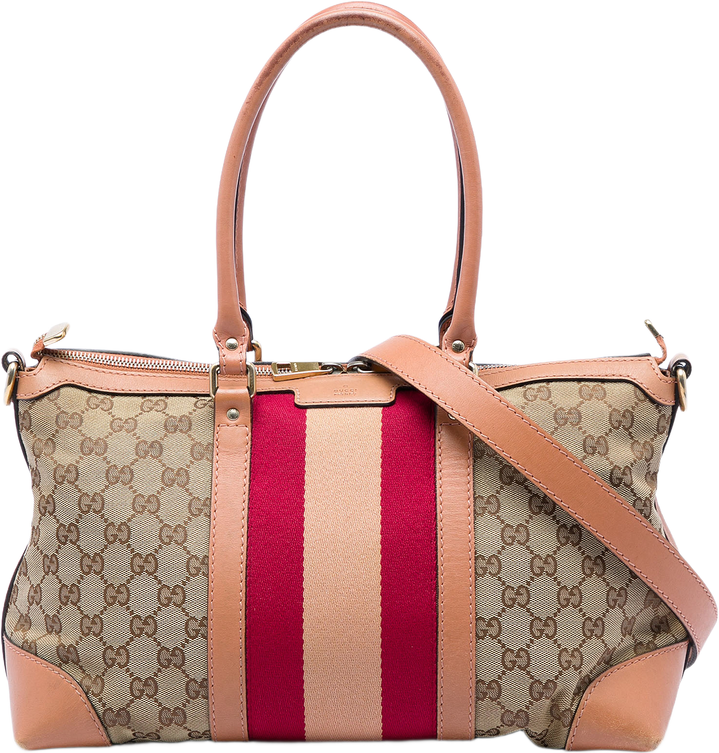 Gucci Gg Canvas Web Satchel, från Luxclusif, i färgen beige.
