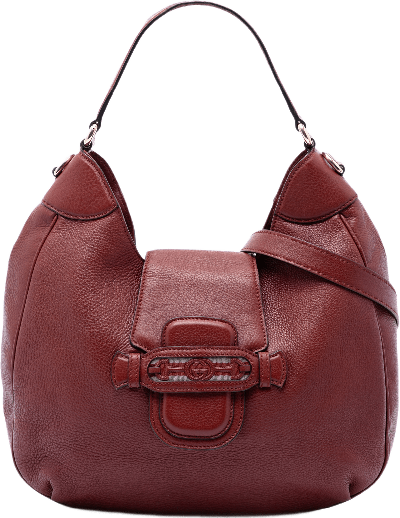 Gucci Grained Calfskin Dressage Hobo, från Luxclusif, i färgen röd.