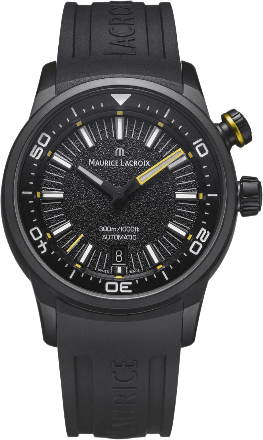Maurice Lacroix Pontos S Diver Automatisk Herr Svart, Gummiband – Pt6248-dlb00-330-2, från MAURICE LACROIX, i färgen 1.