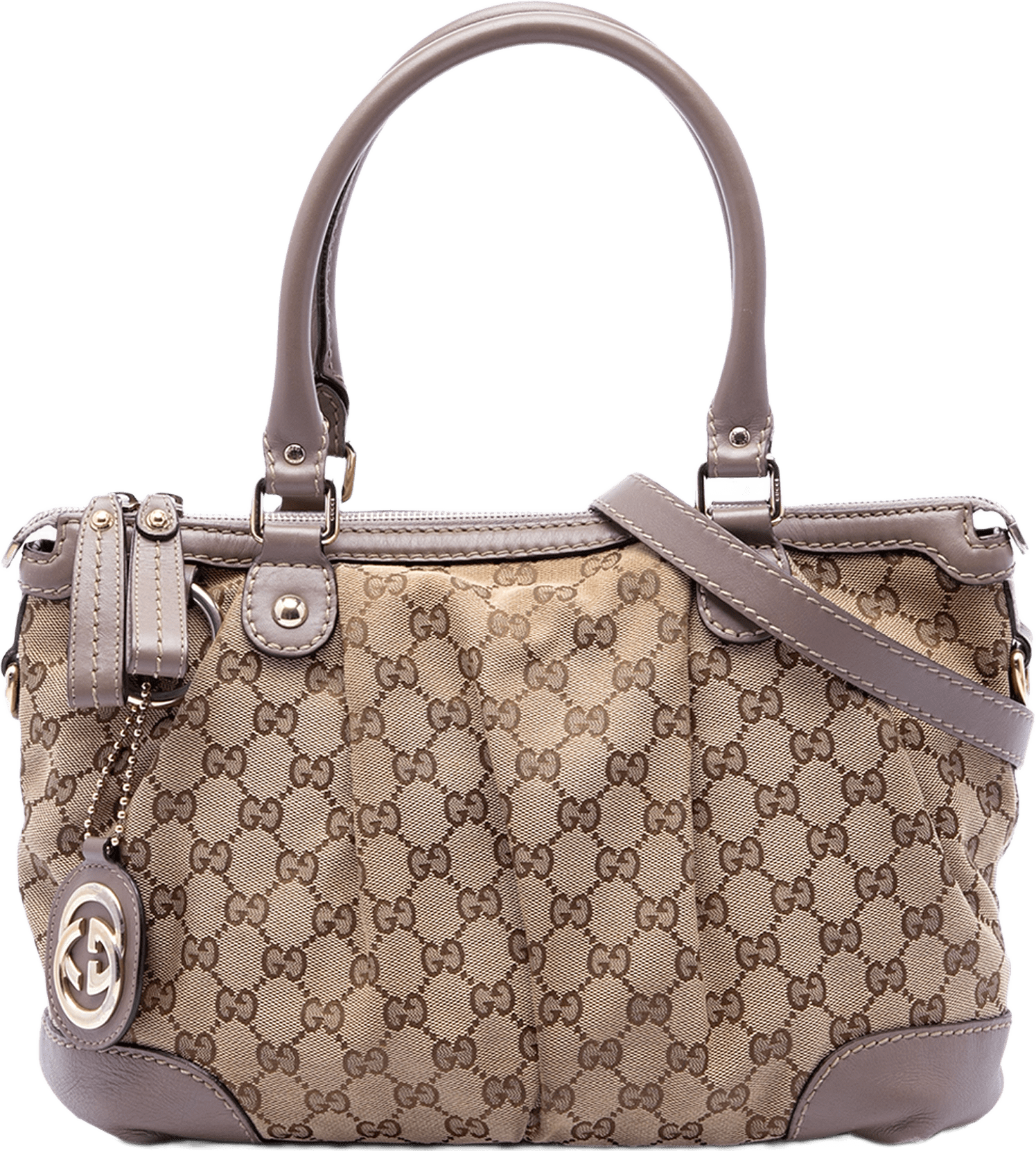 Gucci Gg Canvas Sukey Satchel, från Luxclusif, i färgen beige.