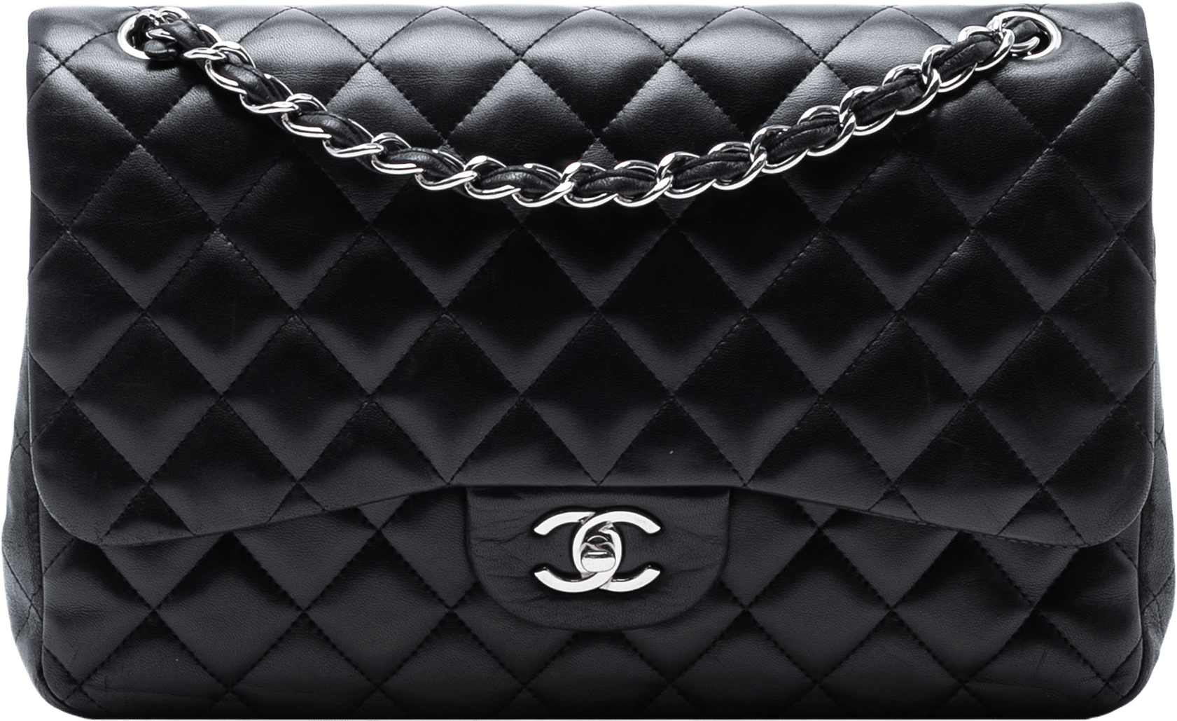 Chanel Jumbo Classic Lambskin Double Flap, från Luxclusif, i färgen black.
