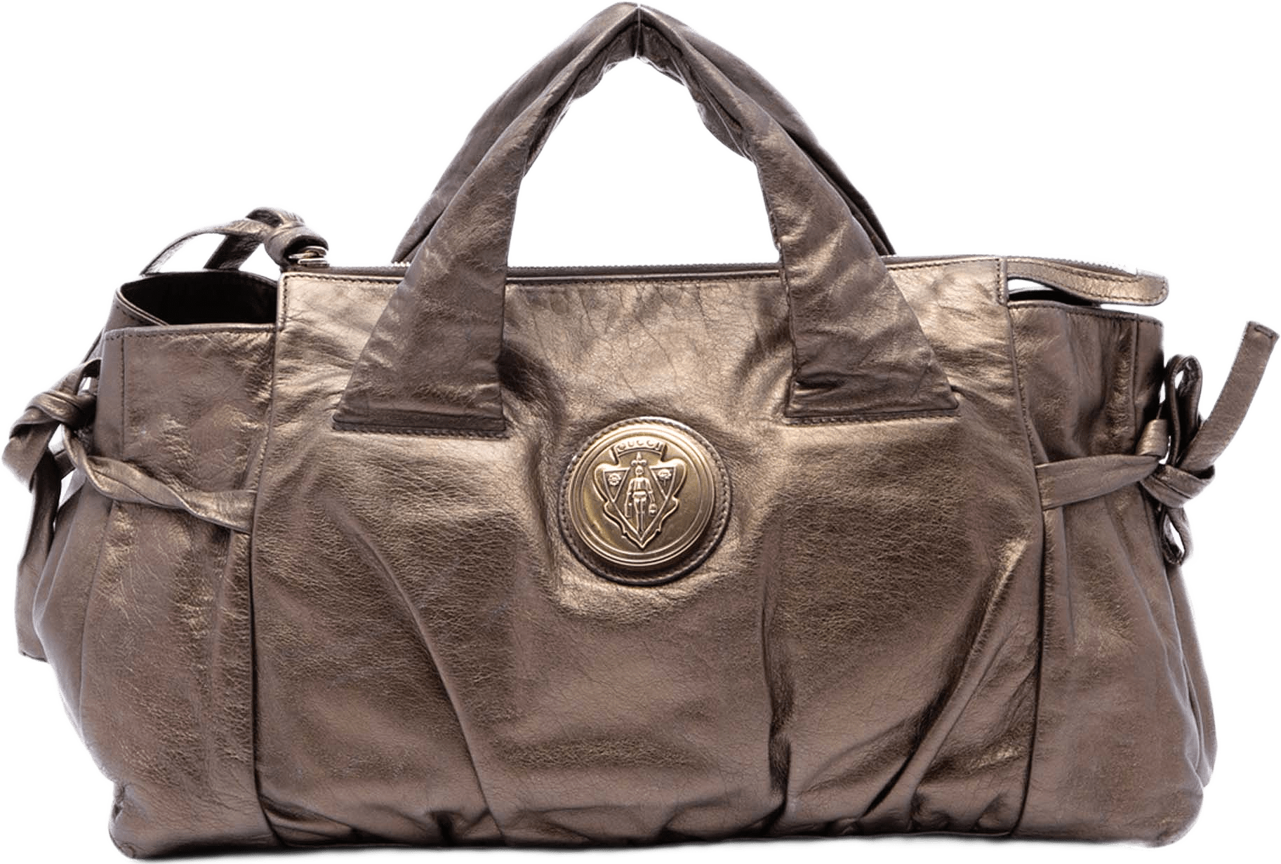 Gucci Metallic Calfskin Hysteria Handbag, från Luxclusif, i färgen bronze.