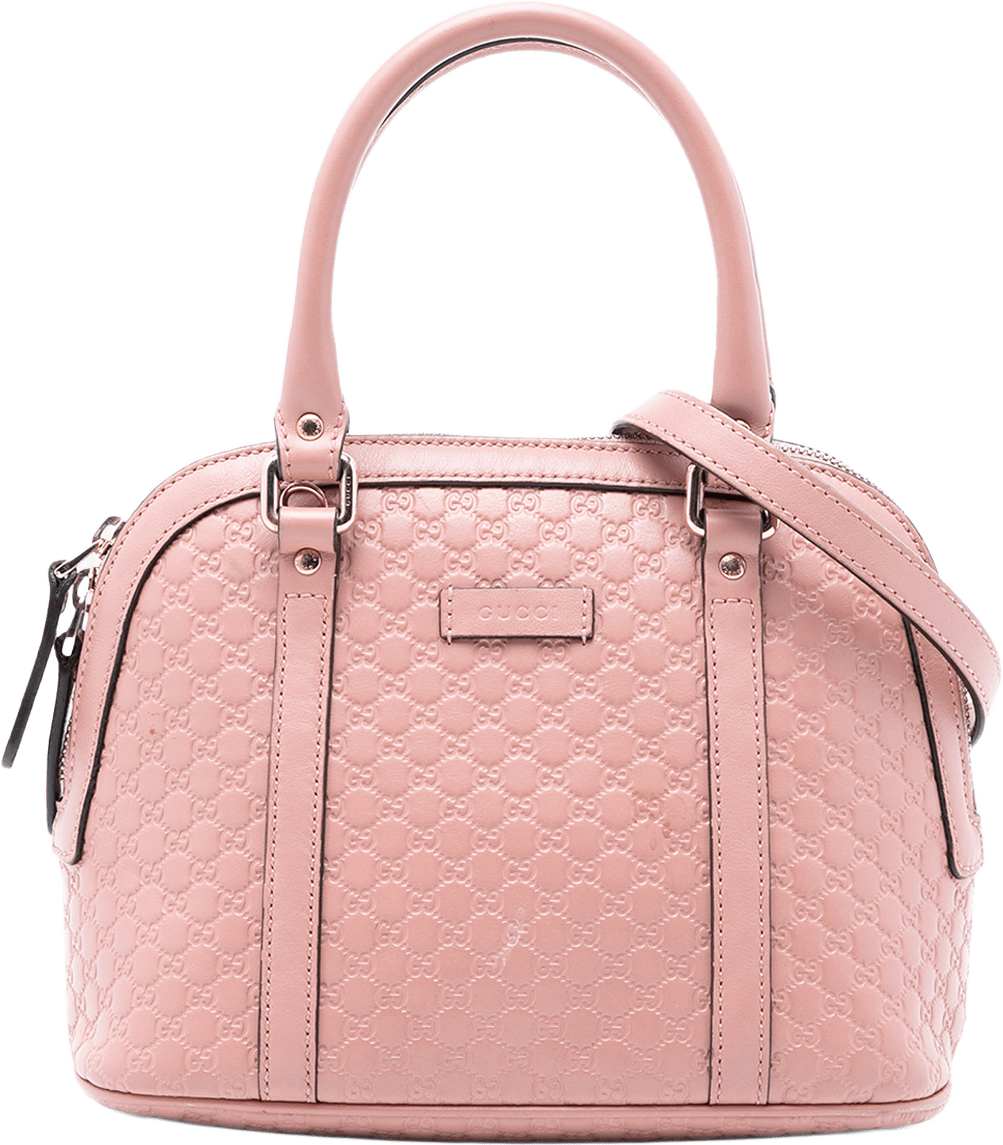 Gucci Mini Microguccissima Dome Satchel, från Luxclusif, i färgen rosa.
