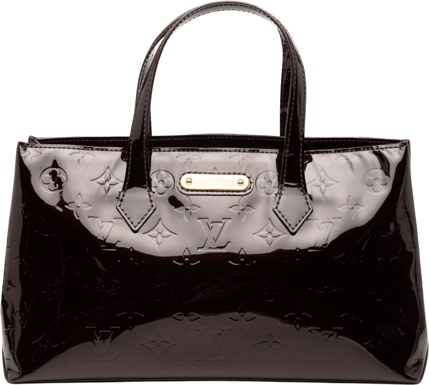 Louis Vuitton Monogram Vernis Wilshire Pm, från Luxclusif, i färgen purple.