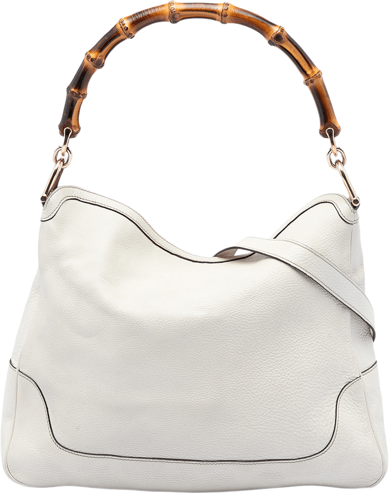 Gucci Calfskin Bamboo Diana Satchel, från Luxclusif, i färgen white.