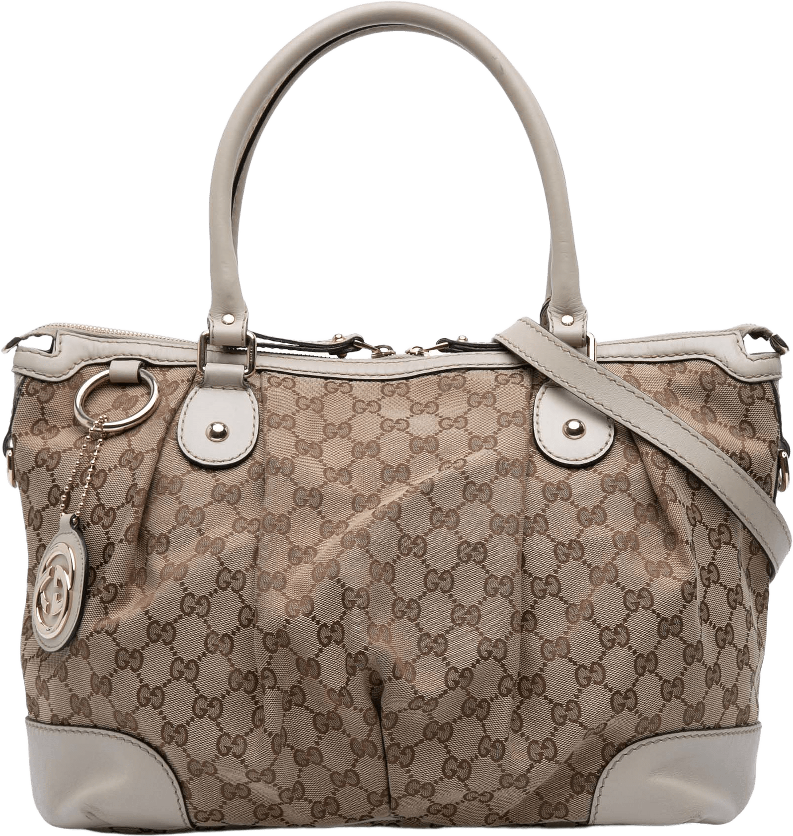 Gucci Gg Canvas Sukey Satchel, från Luxclusif, i färgen beige.