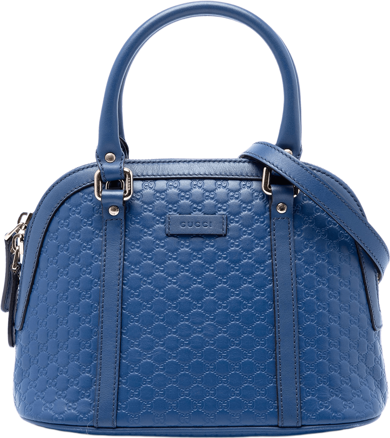 Gucci Mini Microguccissima Dome Satchel, från Luxclusif, i färgen blå.