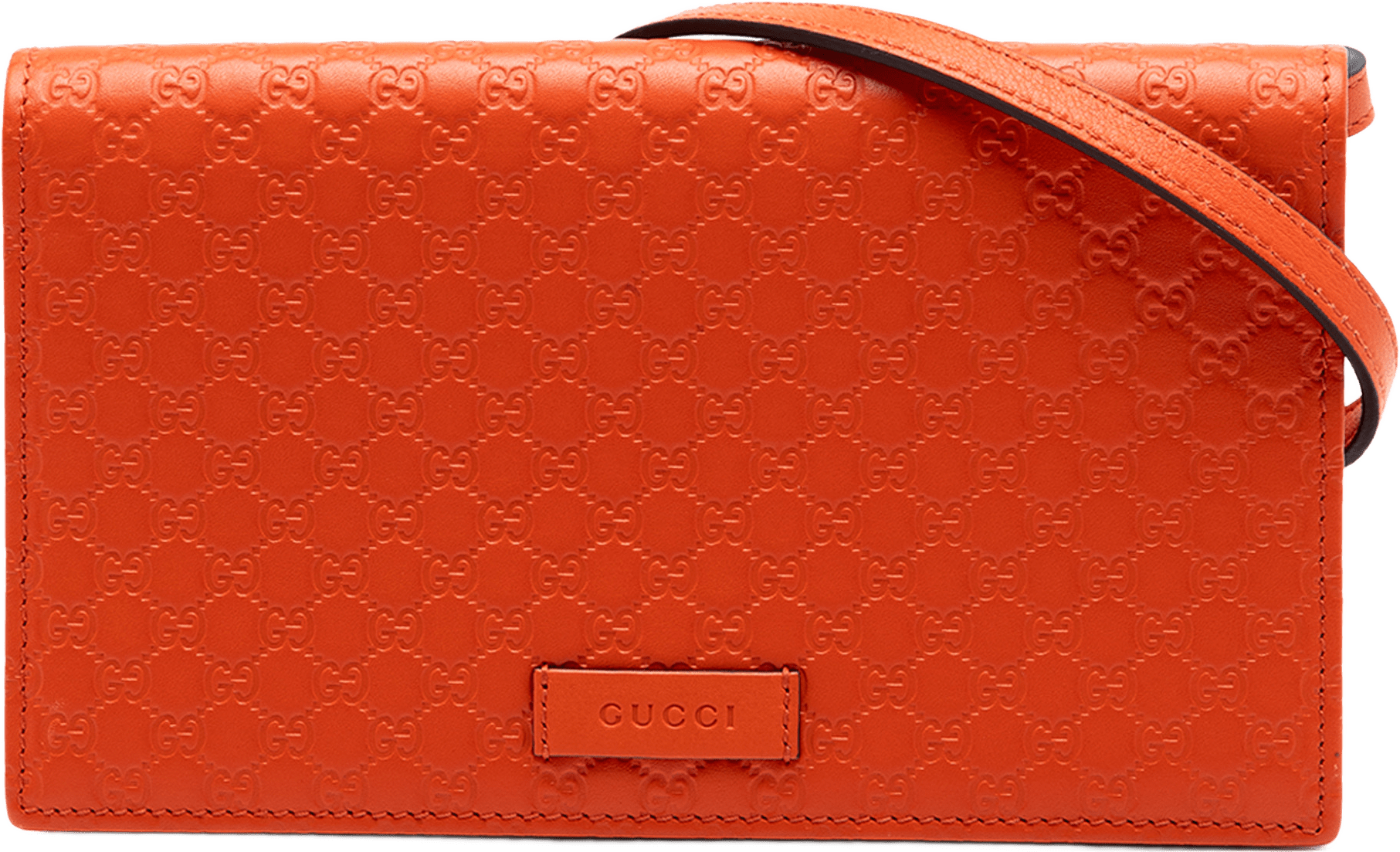 Gucci Microguccissima Wallet On Strap, från Luxclusif, i färgen orange.
