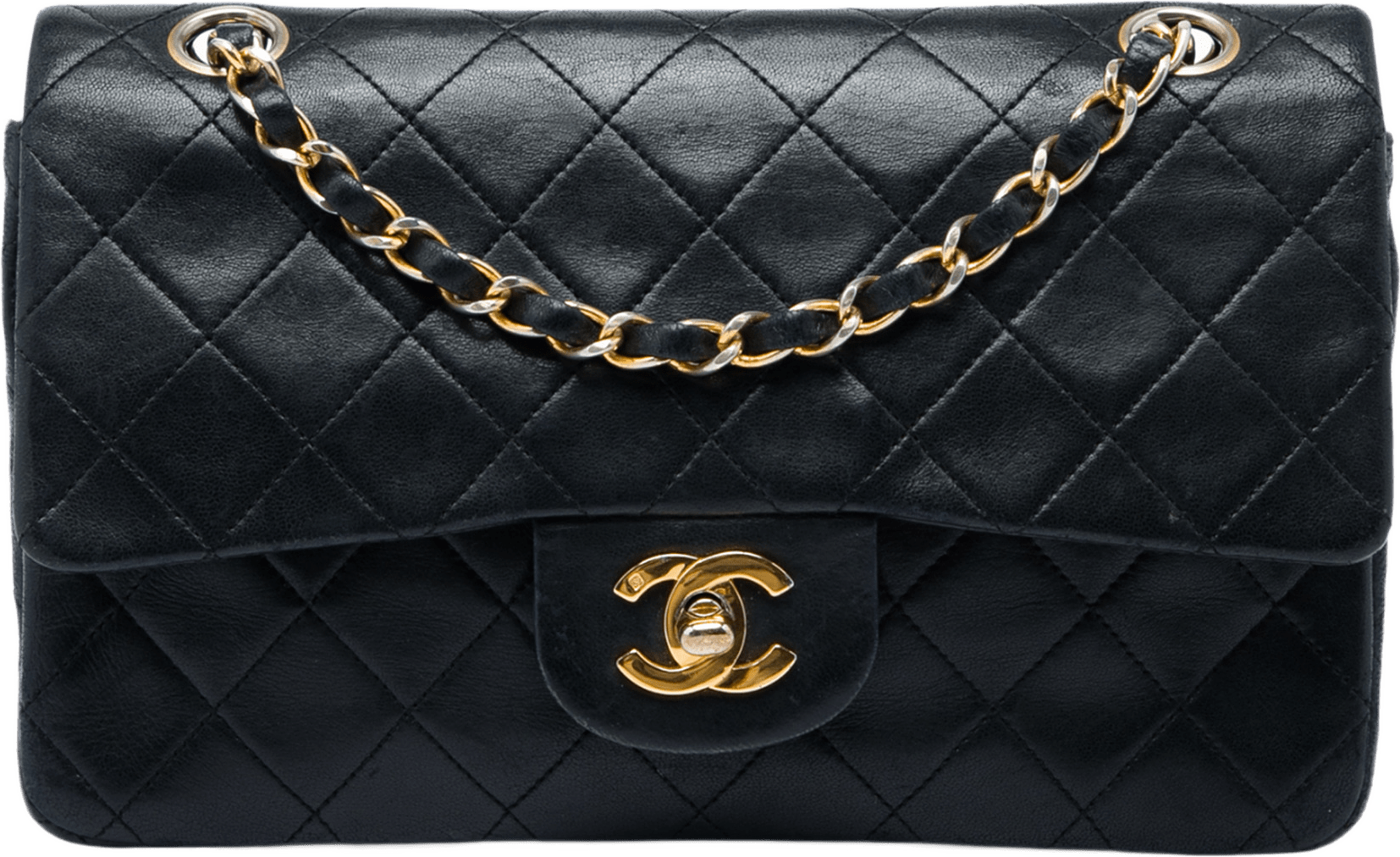 Chanel Small Classic Lambskin Double Flap, från Luxclusif, i färgen svart.