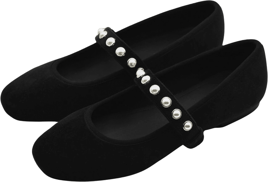 Mary-jane Ballerina Lisa Med Pärlor Svart, från Ailyflats, i färgen black.