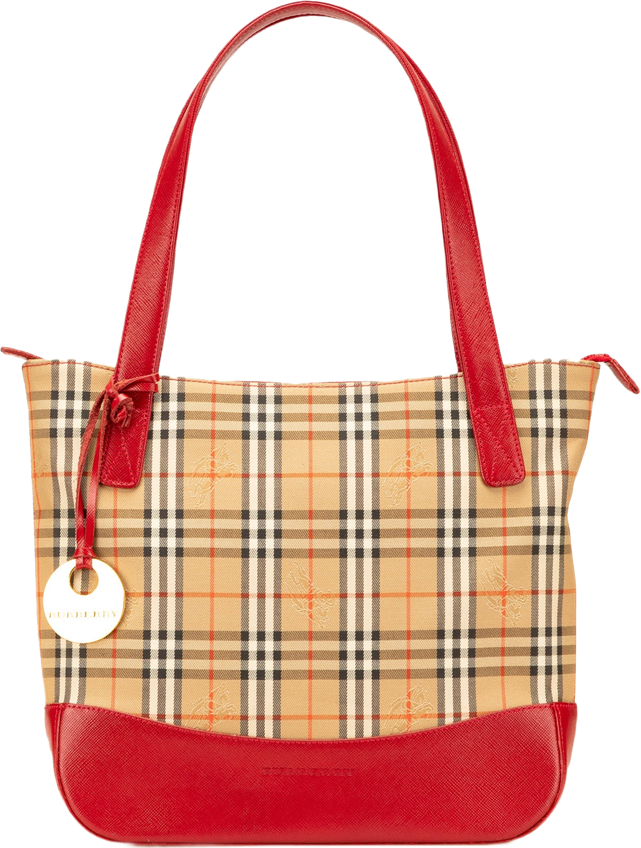 Burberry Haymarket Check Canvas Handbag, från Luxclusif, i färgen beige.