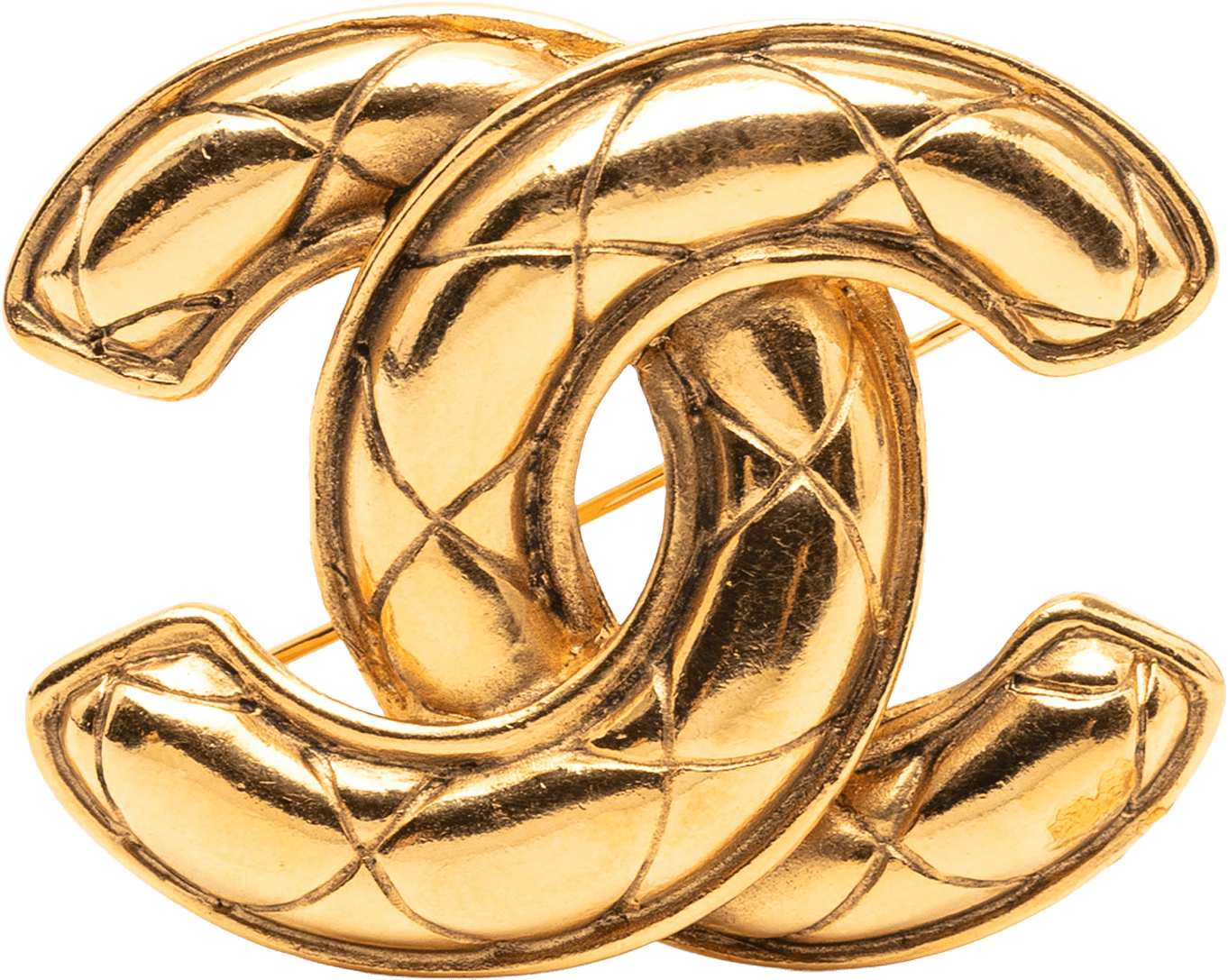 Chanel Cc Gold Plated Quilted Brooch, från Luxclusif, i färgen gold.