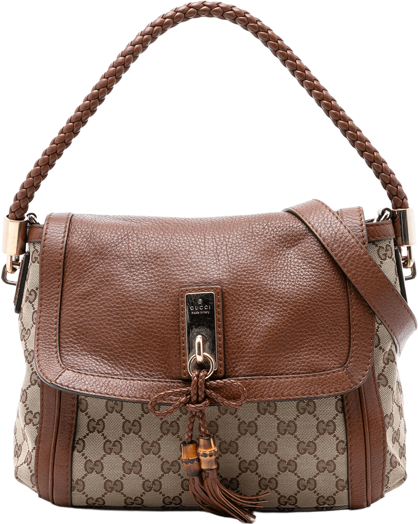 Gucci Gg Canvas Bella Flap Satchel, från Luxclusif, i färgen beige.