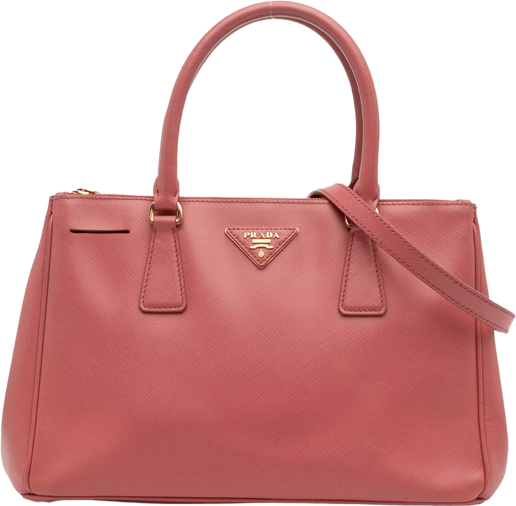 Prada Small Saffiano Lux Galleria Double Zip Satchel, från Luxclusif, i färgen blush.