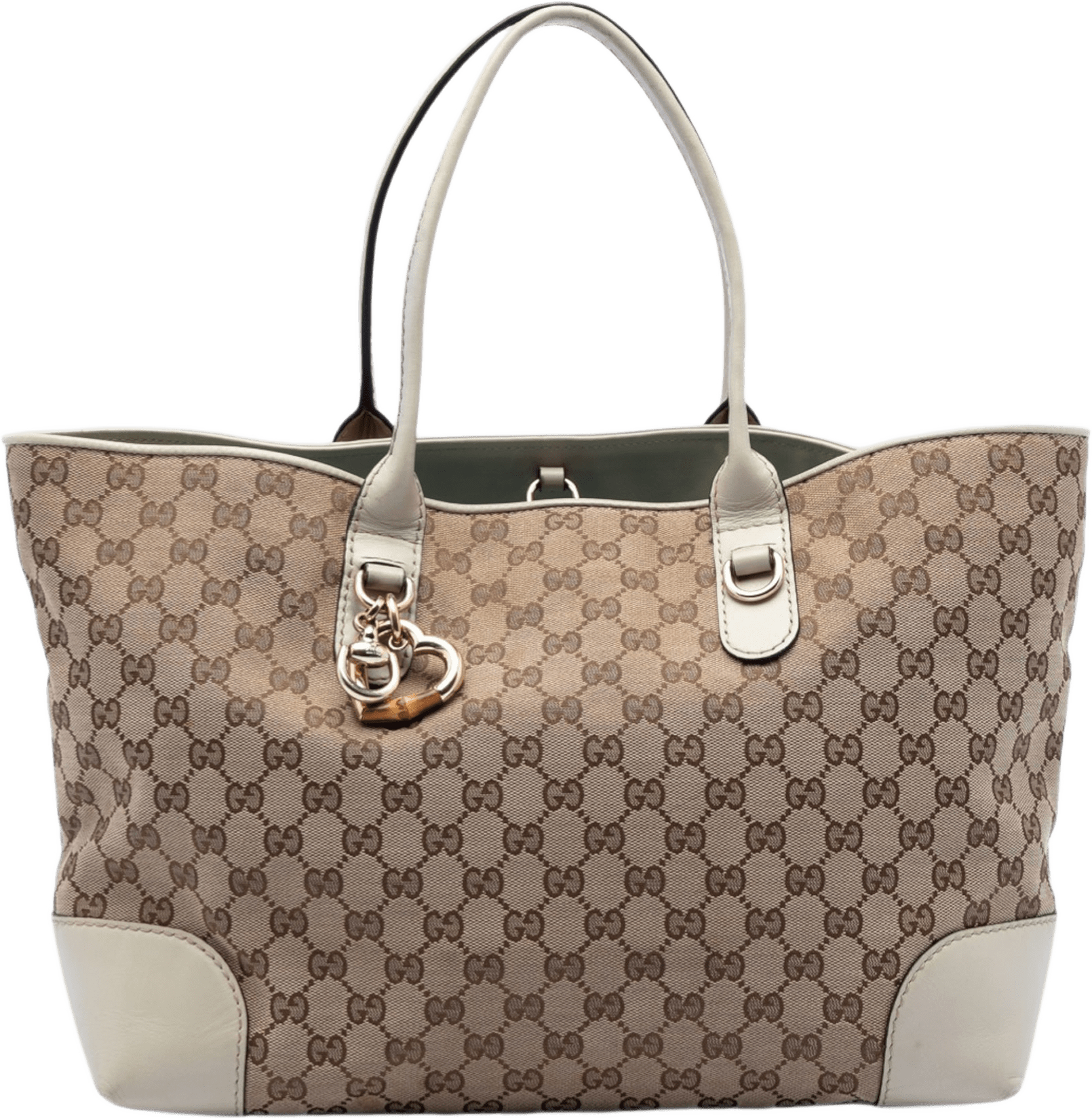 Gucci Gg Canvas Heart Bit Tote, från Luxclusif, i färgen beige.