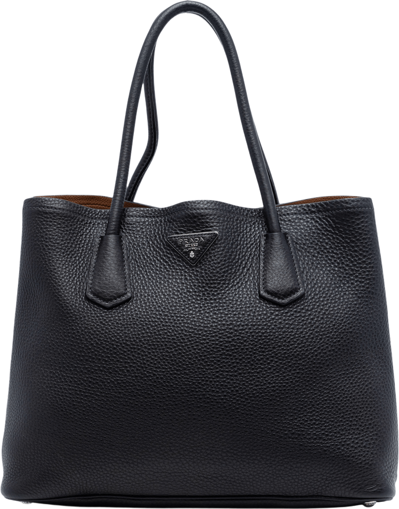 Prada Medium Vitello Daino Cuir Double Handle Satchel, från Luxclusif, i färgen black.