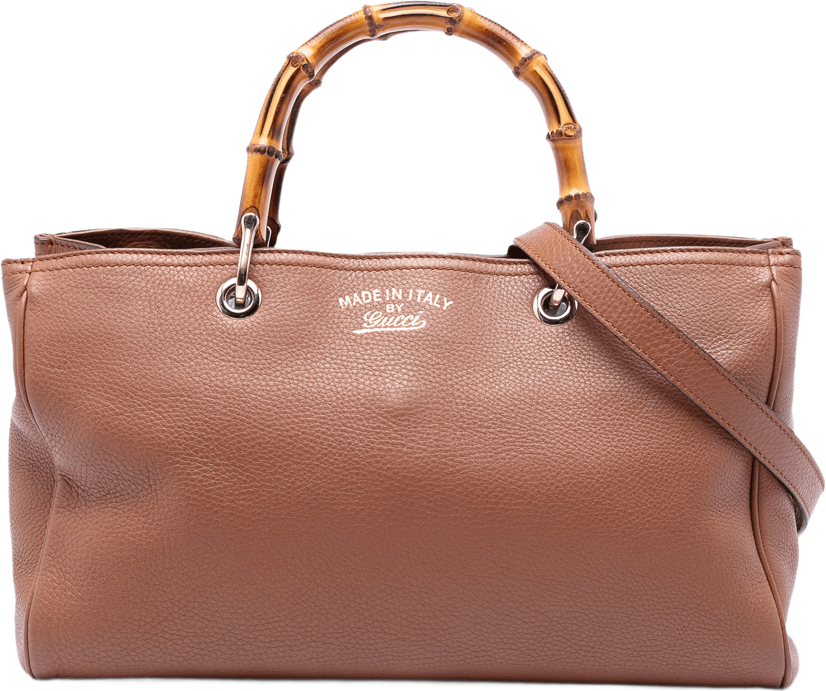 Gucci Medium Calfskin Bamboo Shopper Satchel, från Luxclusif, i färgen brown.