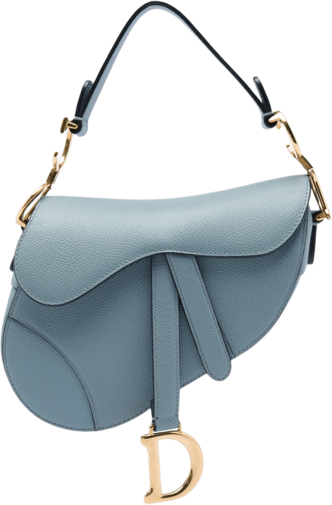Dior Mini Grained Calfskin Saddle Bag, från Luxclusif, i färgen blå.