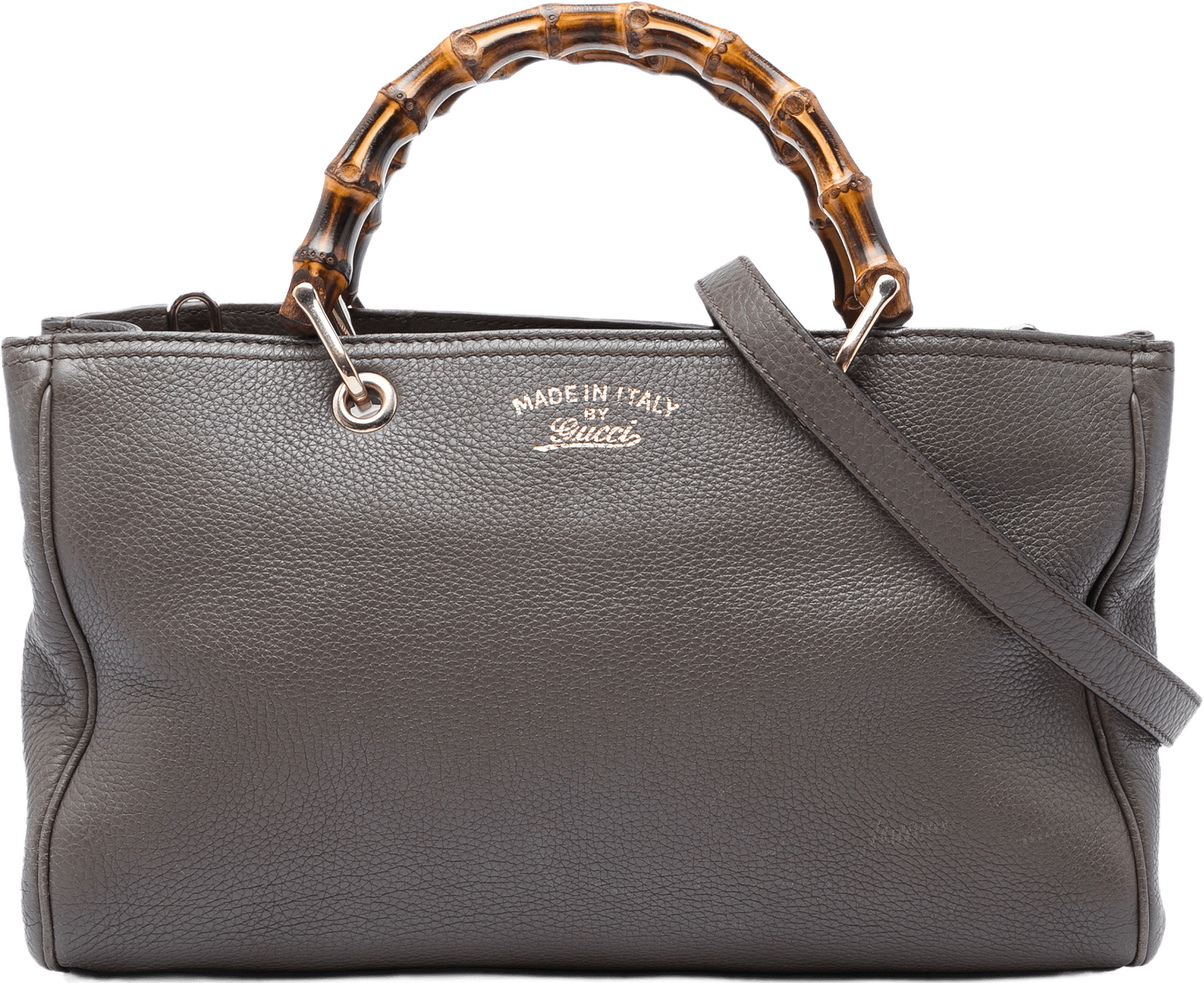 Gucci Medium Calfskin Bamboo Shopper Satchel, från Luxclusif, i färgen brun.