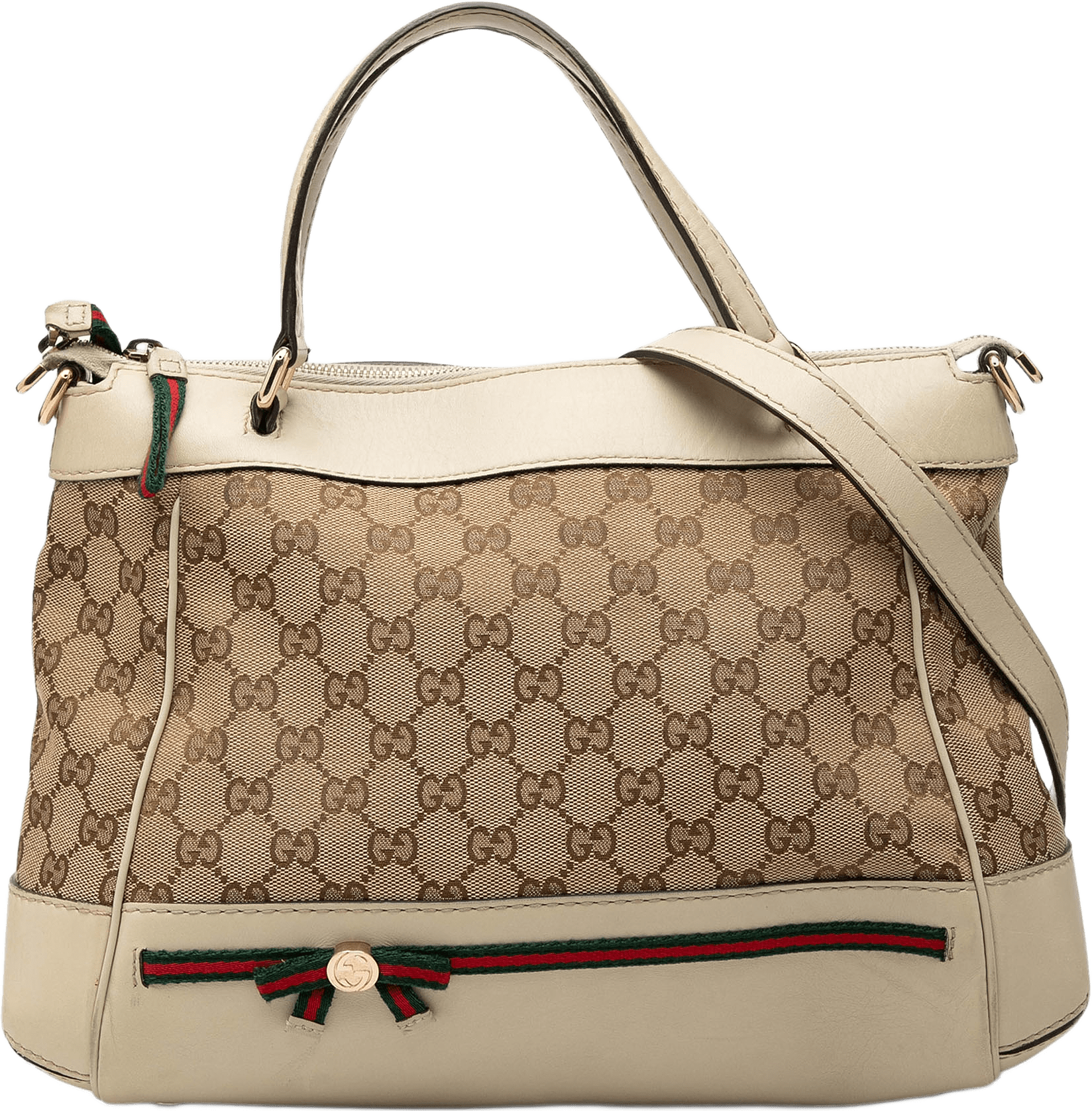 Gucci Gg Canvas Web Mayfair Satchel, från Luxclusif, i färgen beige.