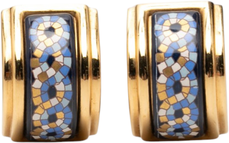 Hermès Gold Plated Enamel Cloisonne Clip On Earrings, från Luxclusif, i färgen gold.