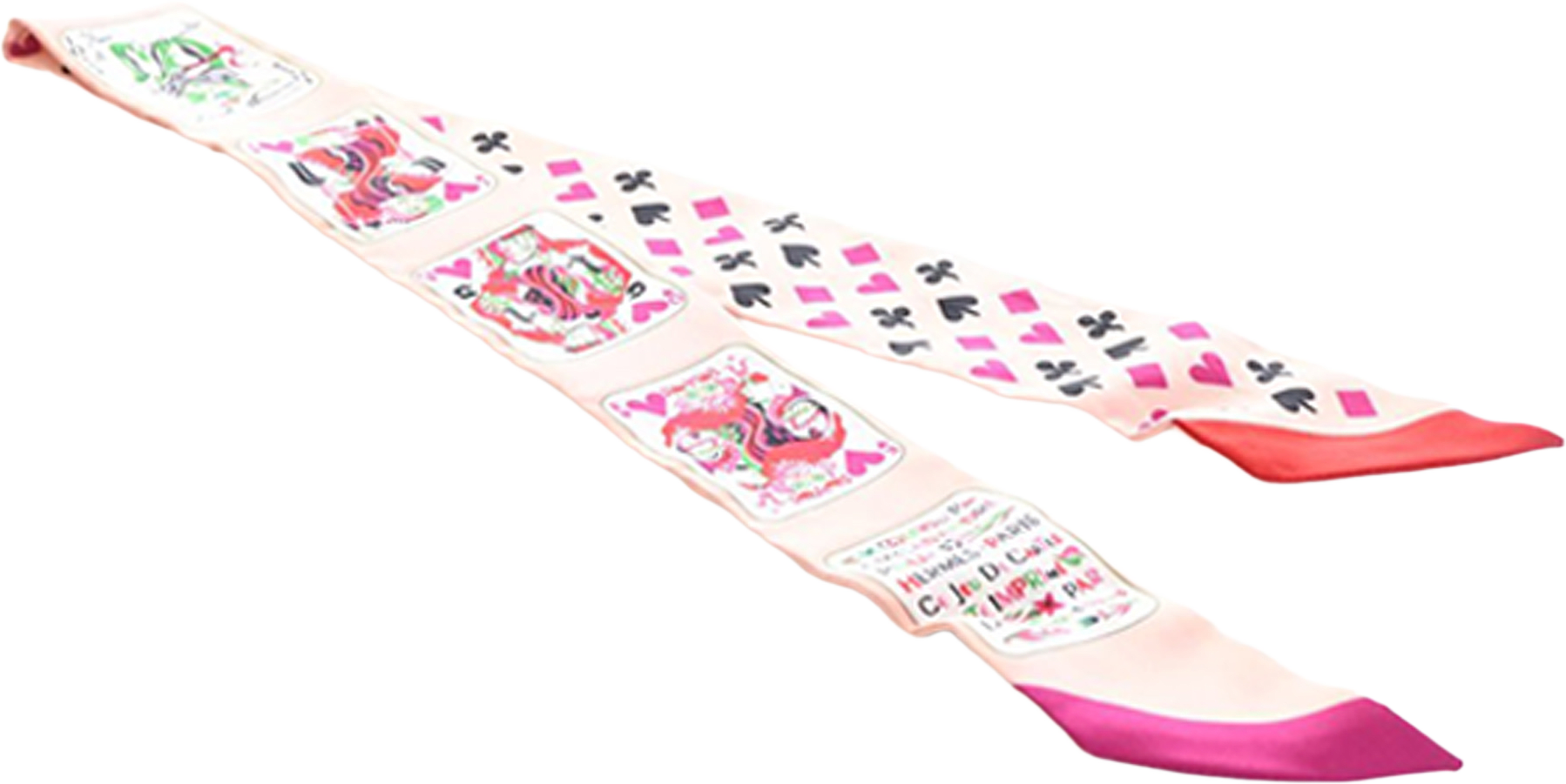 Hermès Jeu De Cartes Silk Twilly Scarf, från Luxclusif, i färgen light pink.