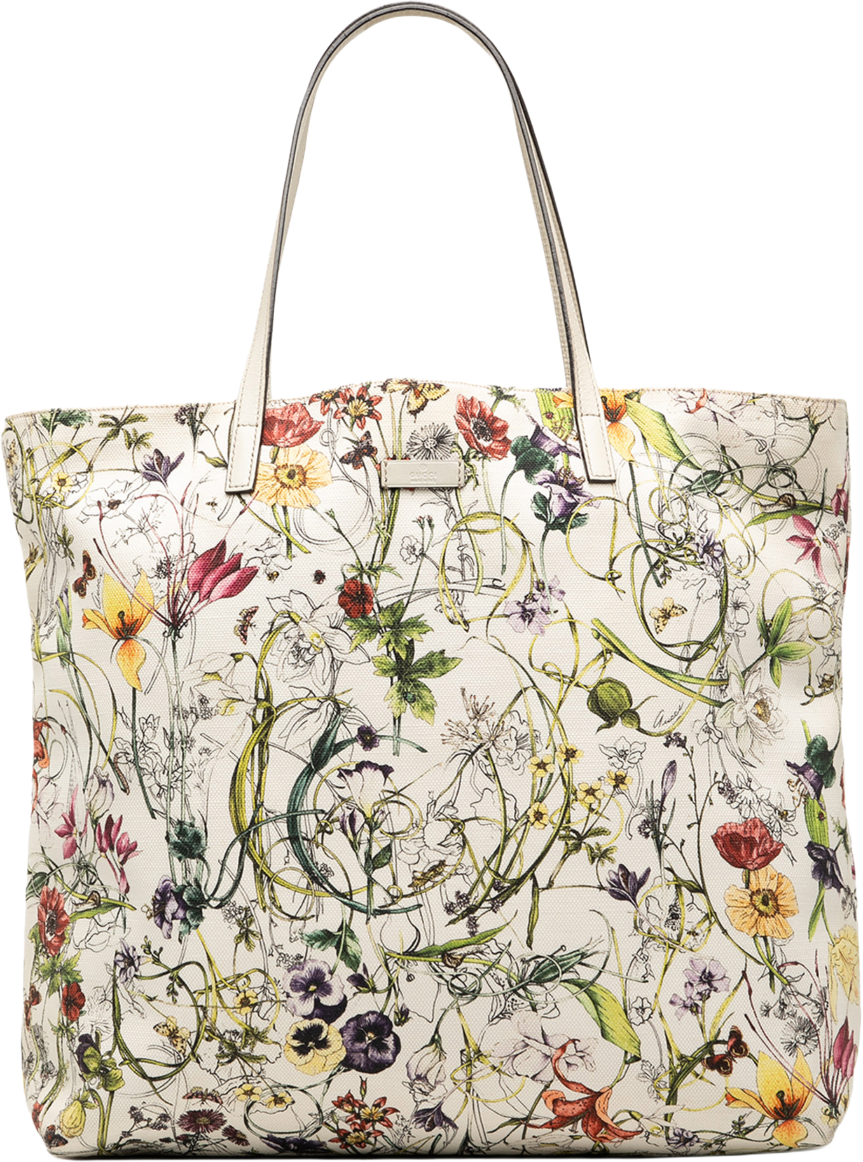Gucci Canvas Flora Tote, från Luxclusif, i färgen white.